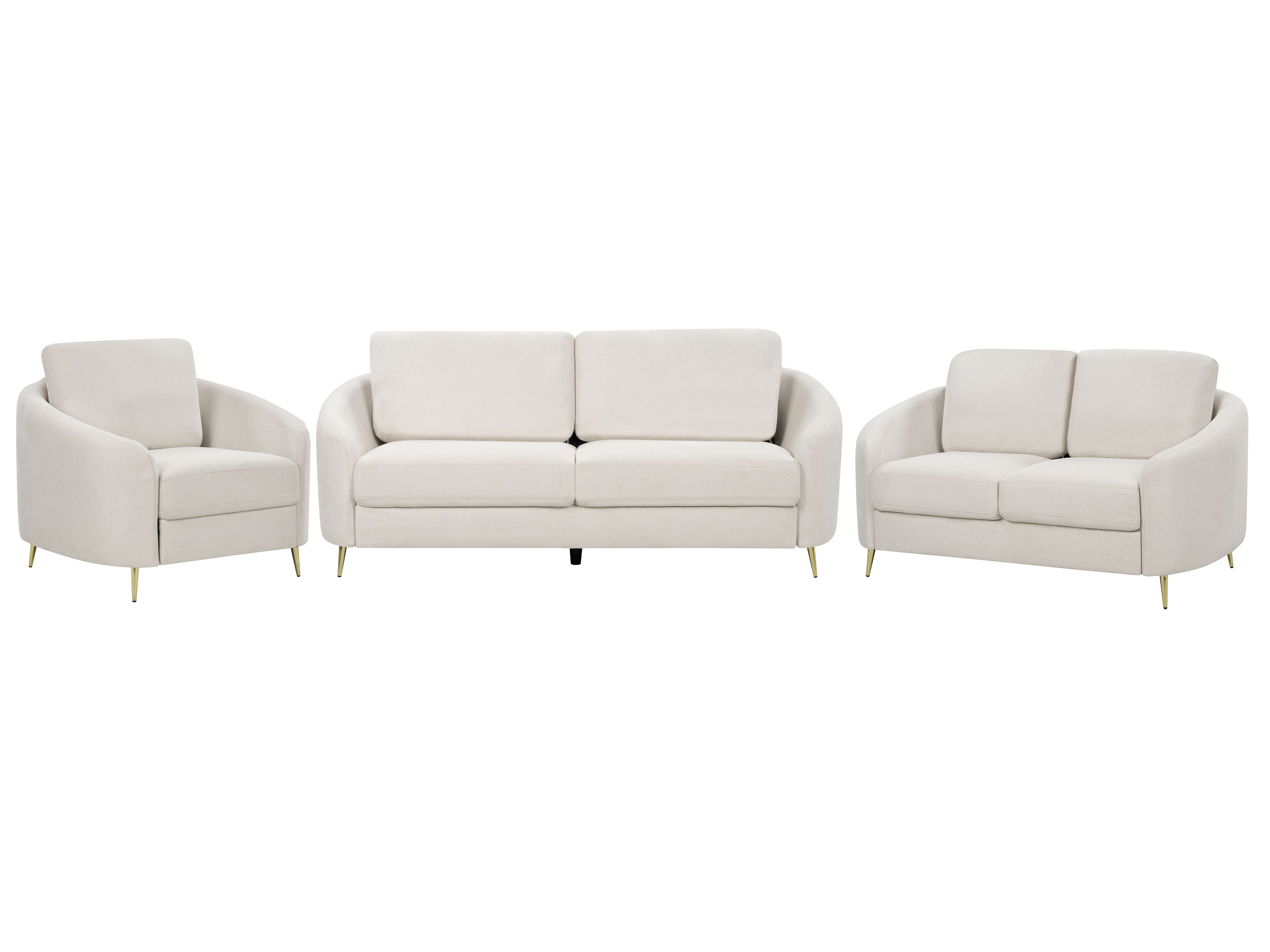 Living Room Set 6 Seater TROSA Fabric Light Beige