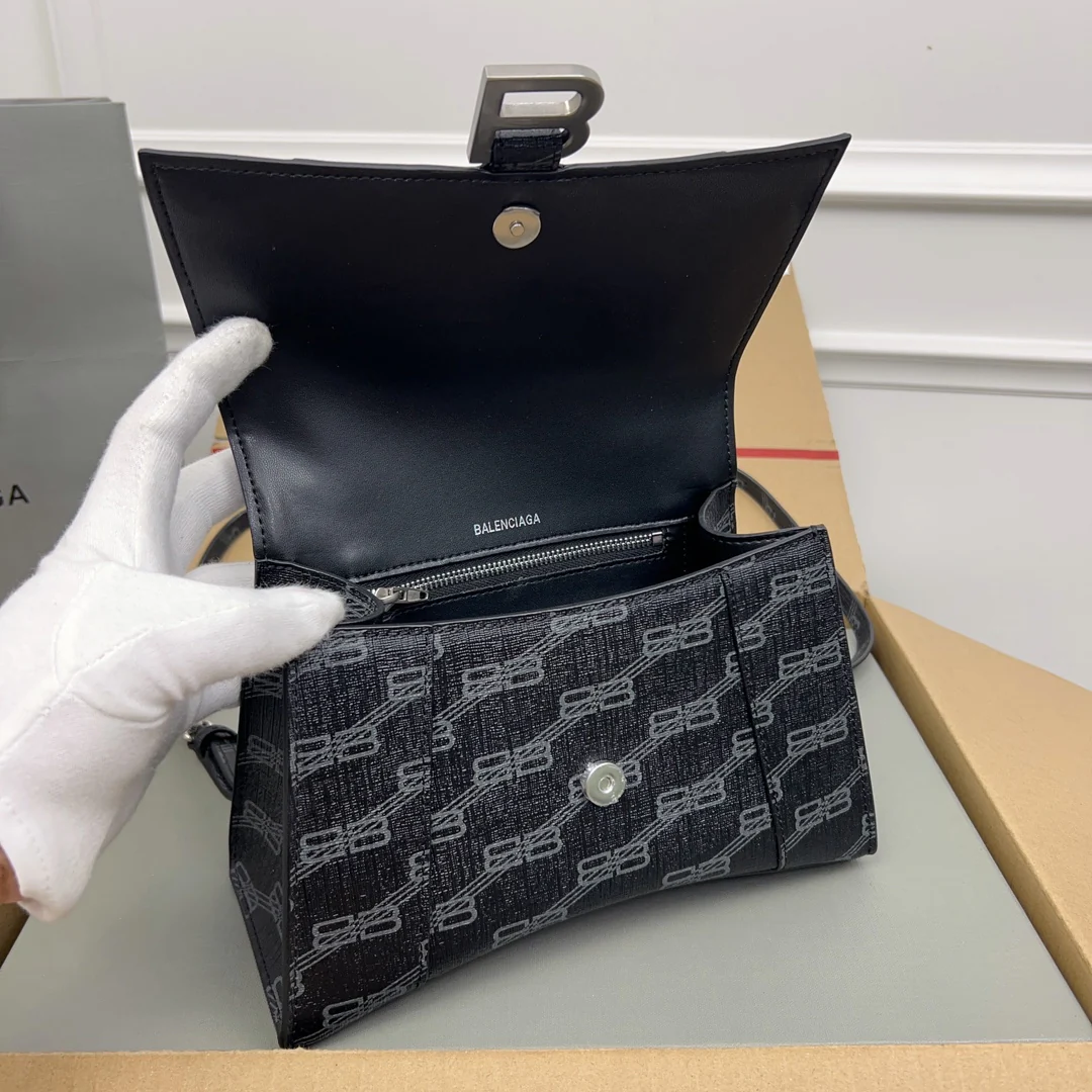 Balenciaga BB Monogram Pattern Handbag with Silver Hardware for Luxury Fashion Style No.2258 - Replicaclubs