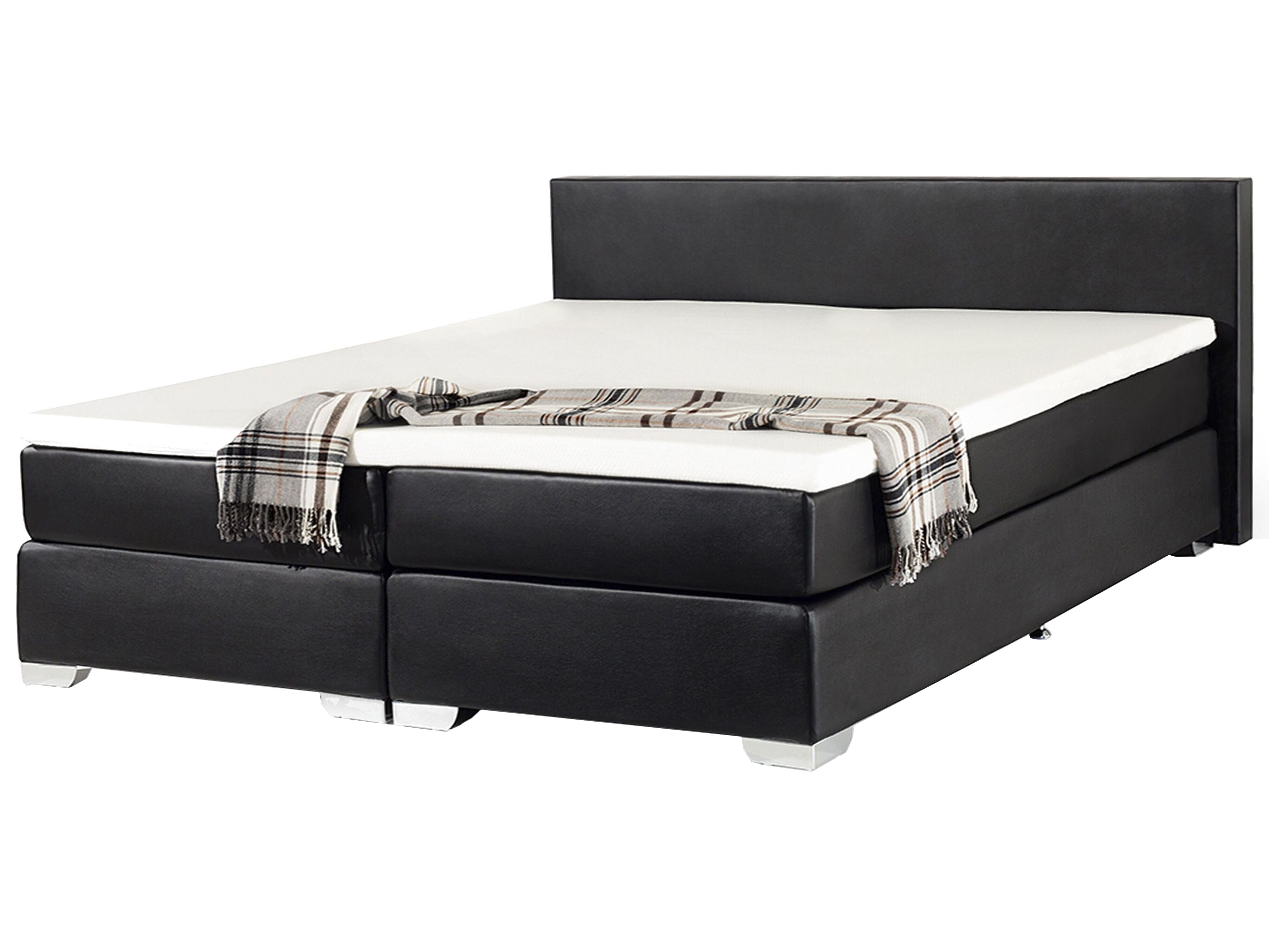 Divan Bed Faux Leather PRESIDENT 180 x 200 cm (EU Super King) Black
