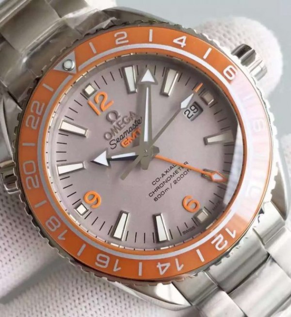 Replica Omega Planet Ocean SS GMT Gray Dial Orange Bezel SS Bracelet A8605 - Top club