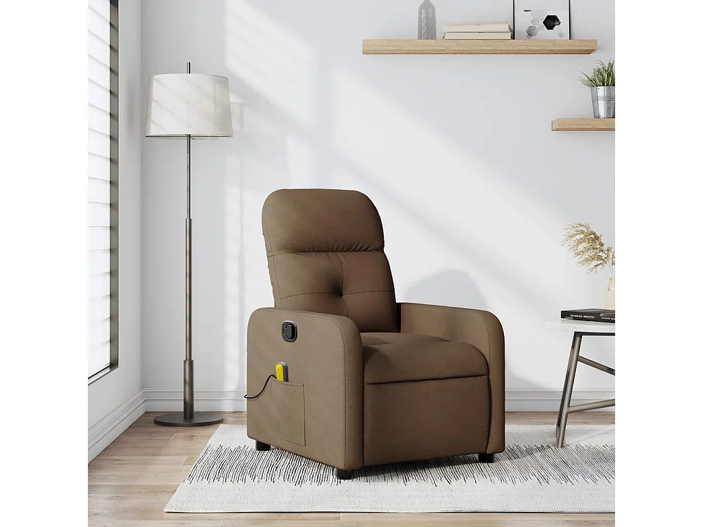 Fauteuil inclinable-Chaise de relax-Fauteuil de Massage Marron Tissu SHL5182