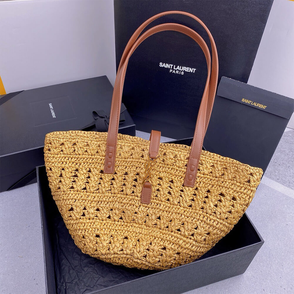 YSL Medium Panier Raffia Bag In Brown1:1High-quality replica