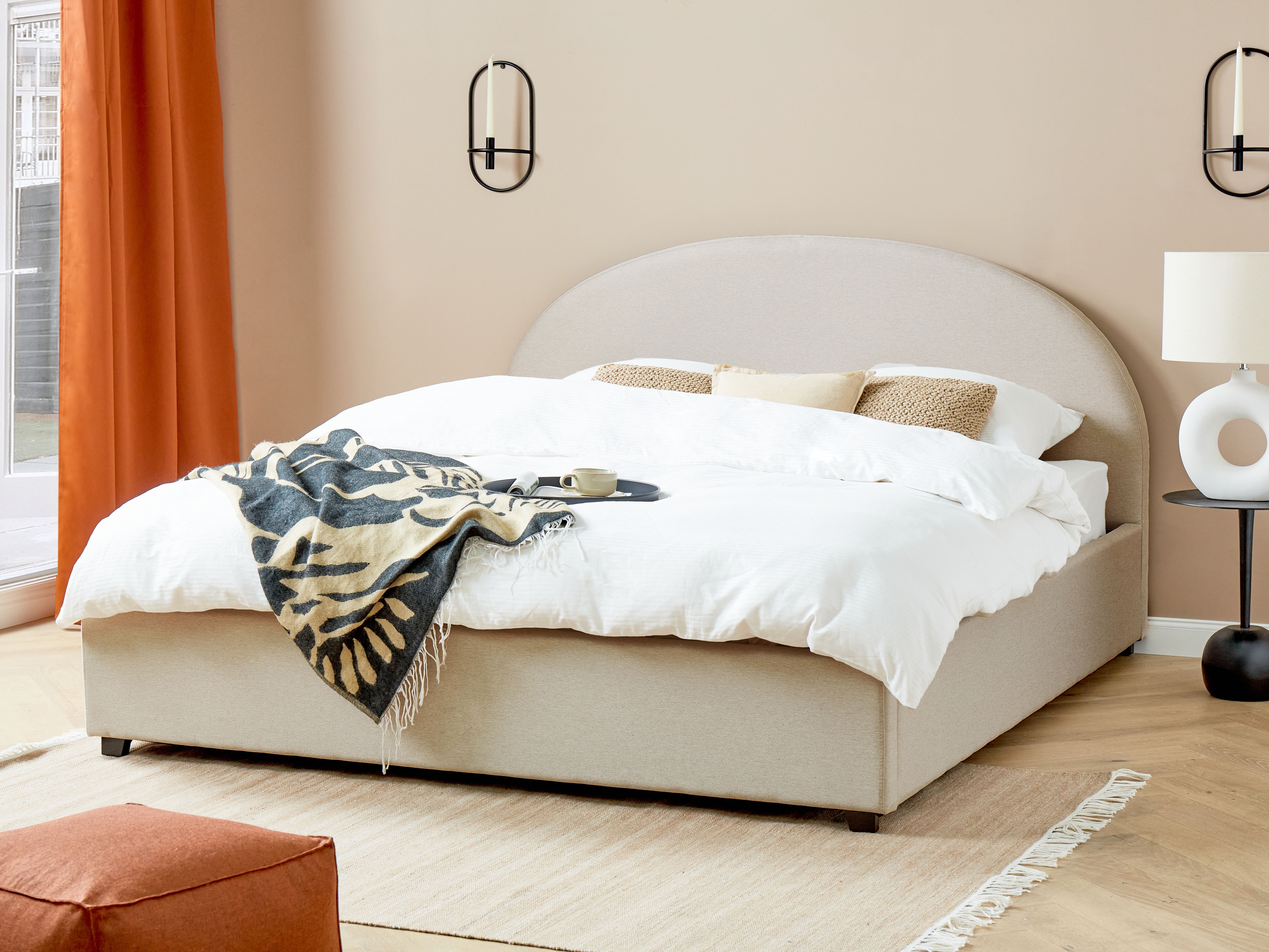 Ottoman Bed Fabric VAUCLUSE 180 x 200 cm (EU Super King) Light Beige