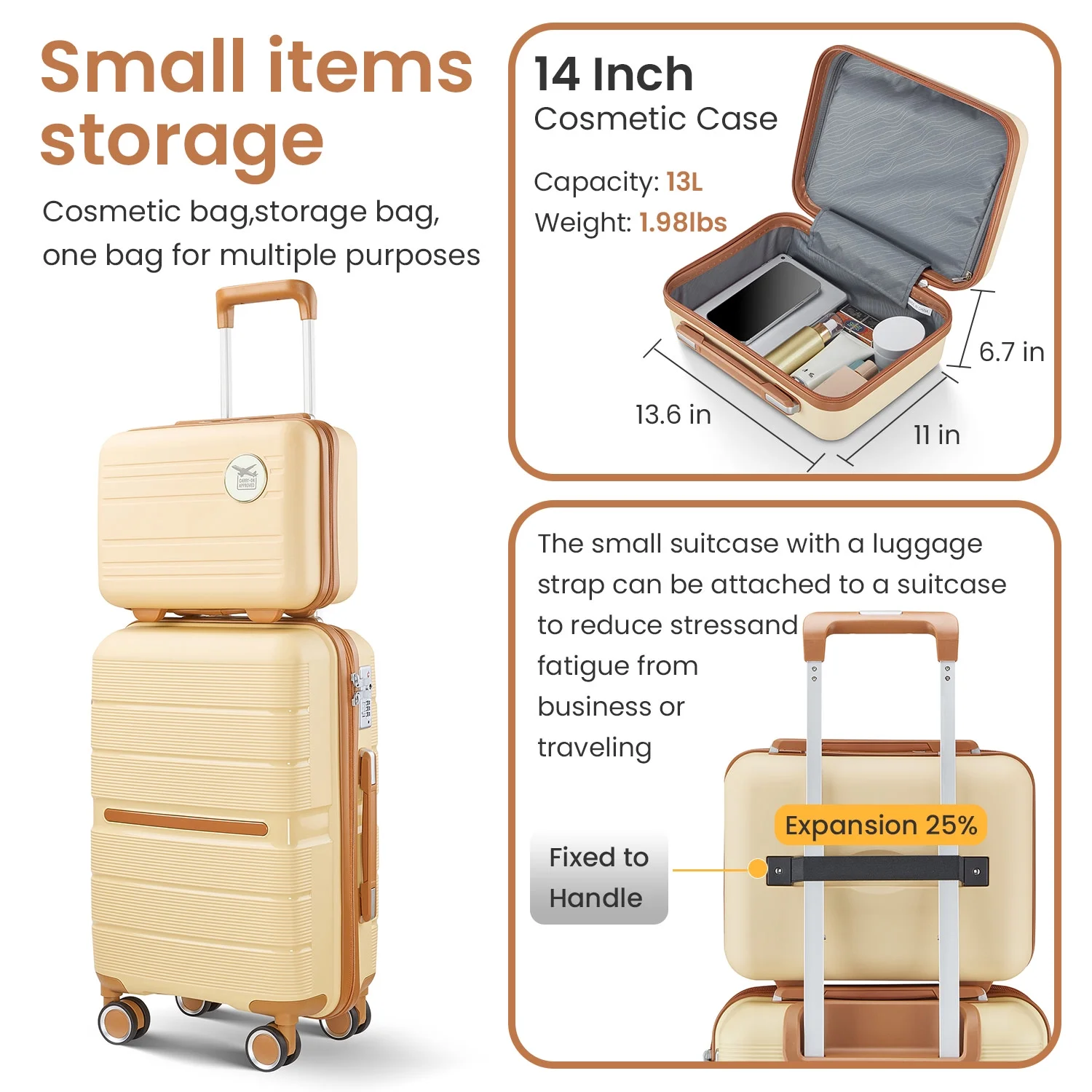 4 Piece Luggage Set, Expandable Lightweight Suitcase Set, PP Materials Travel Luggage with TSA Lock Spinner Wheels, White (14/20/24/28) - Image 27