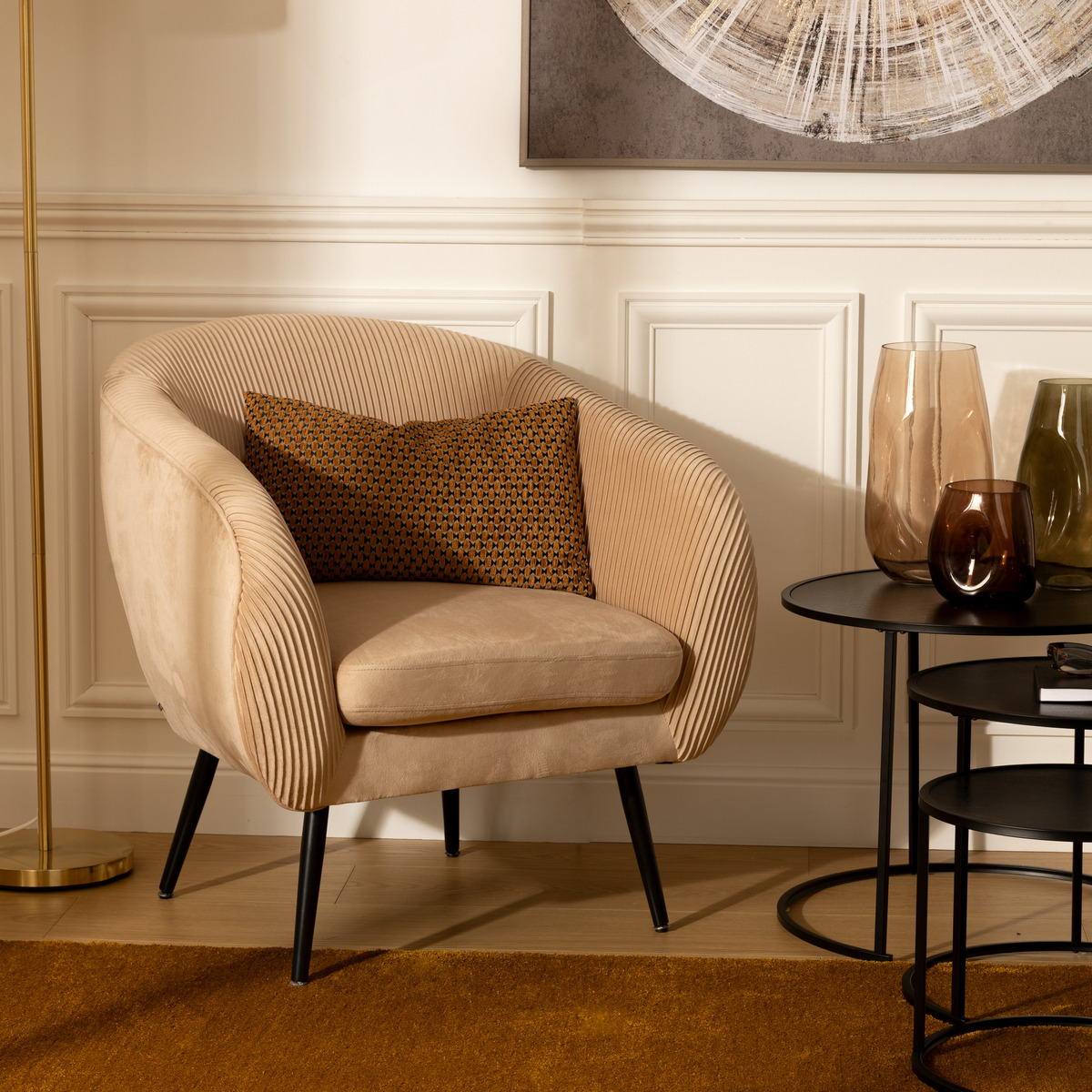 Armchair "Solaro" Velvet, Beige