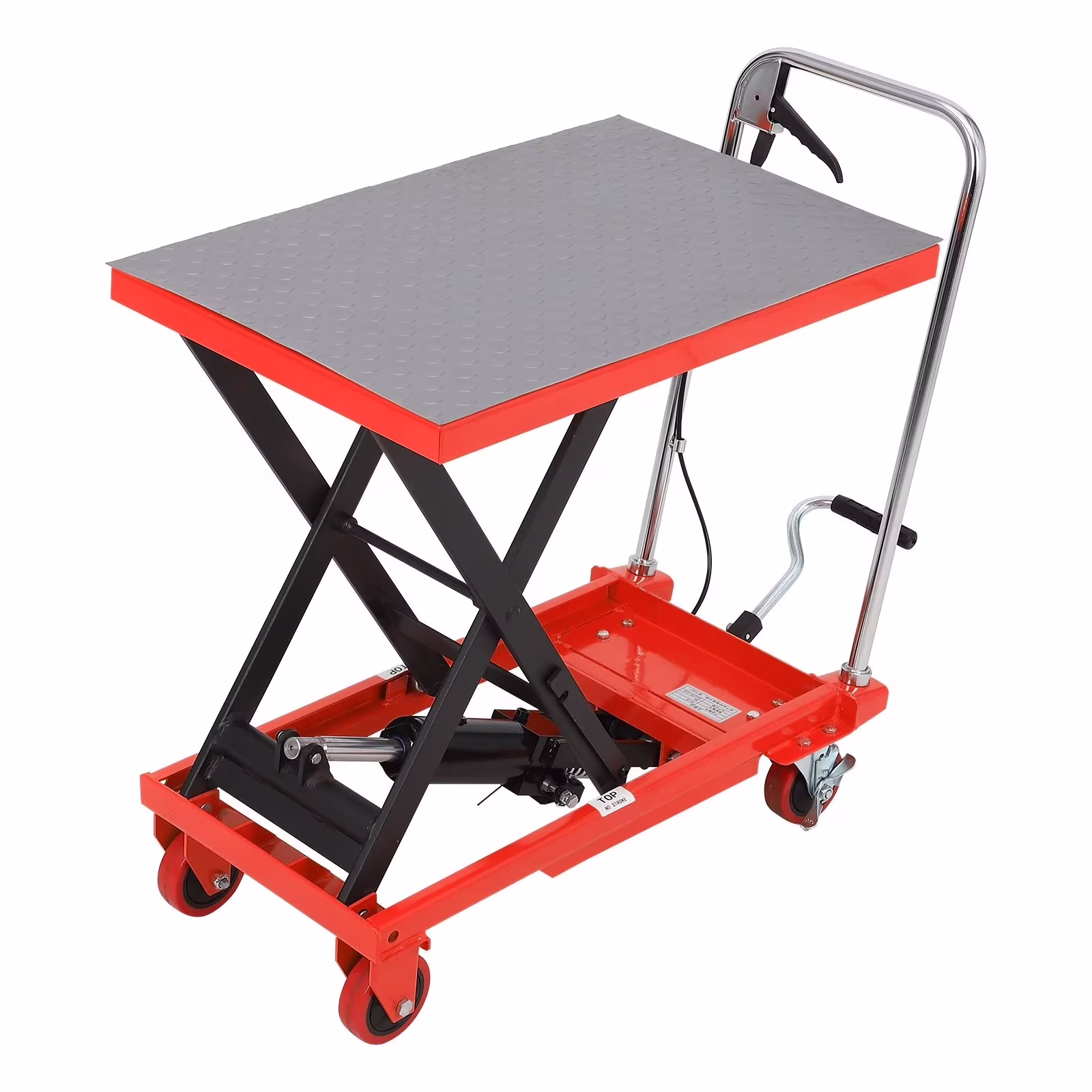 Hydraulic Lift Table Cart, 500lbs Capacity 59" Lifting Height, Single Scissor Lift Table Cart with 4 Wheels and Non-Slip Pad, Manual Elevating Cart for Material Handling Transportation - Image 3