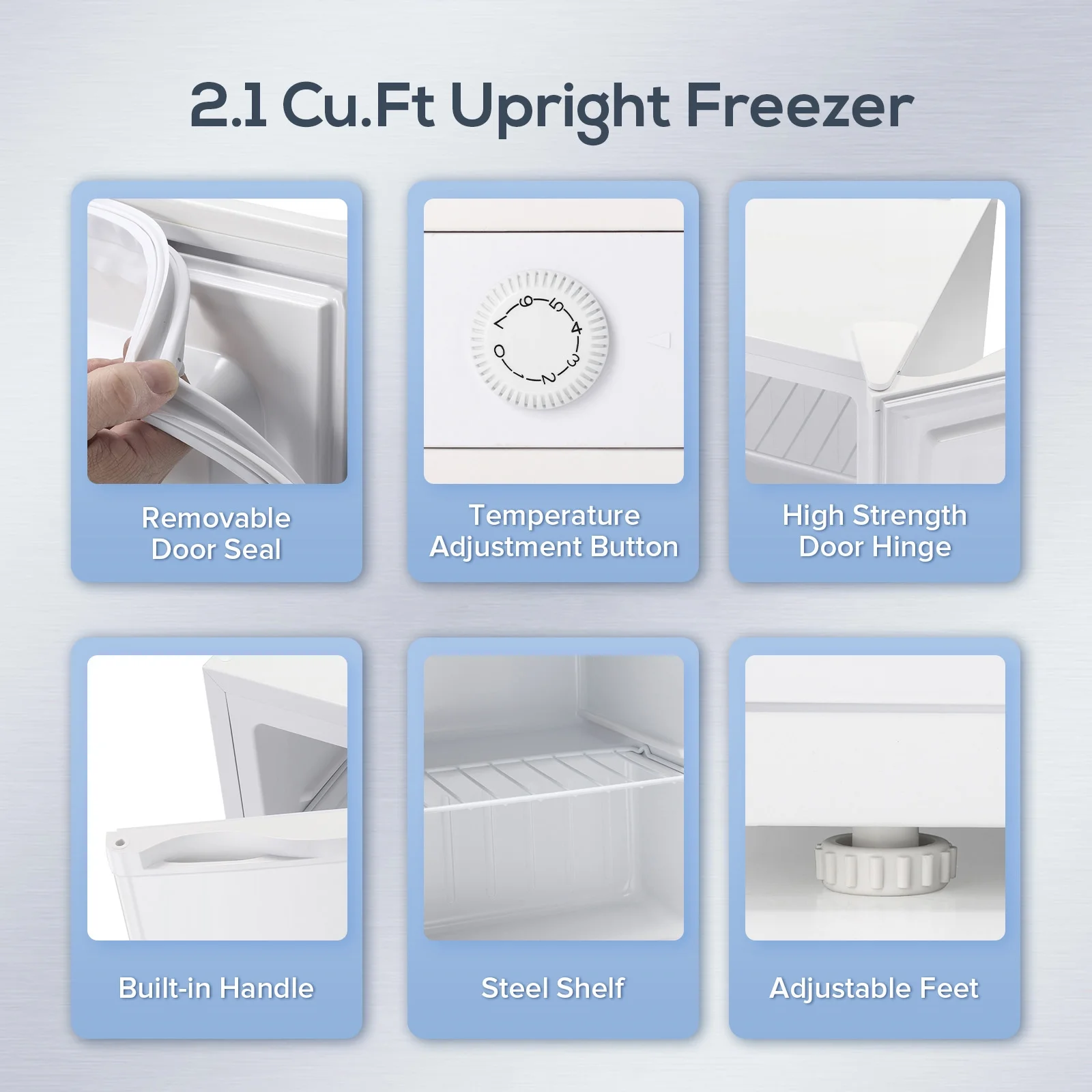 Auseo Mini Freezer Countertop, Energy Saving 2.6 Cu.ft, Single Door Compact Upright Freezer with Reversible Door for Home/Office/Kitchen-White - Image 2