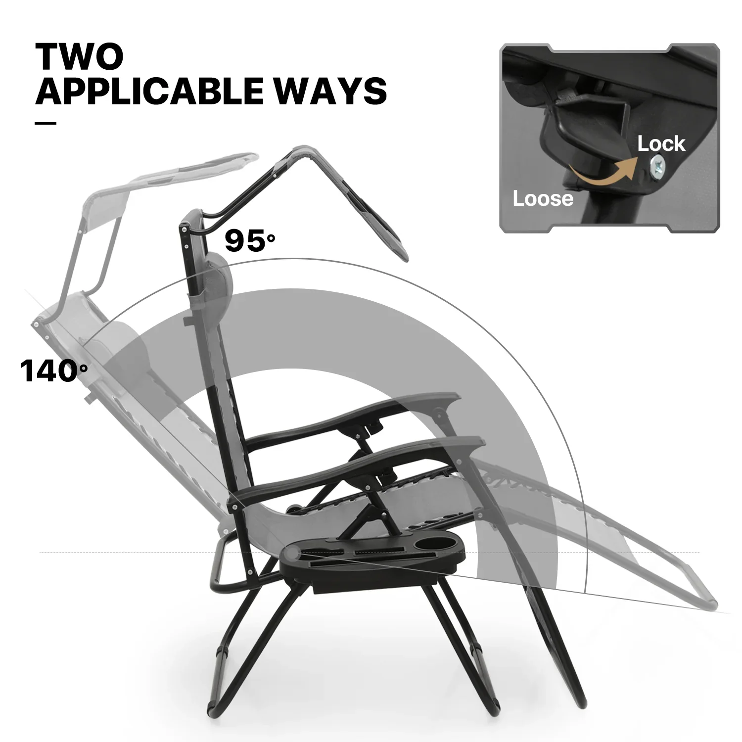 MoNiBloom Zero Gravity Reclining Chairs Set Of 2 With Canopy Shade And Headrest, Black - 330 lbs - Image 94 MoNiBloom Zero Gravity Reclining Chairs Set Of 2 With Canopy Shade And Headrest, Black - 330 lbs - Image 94
