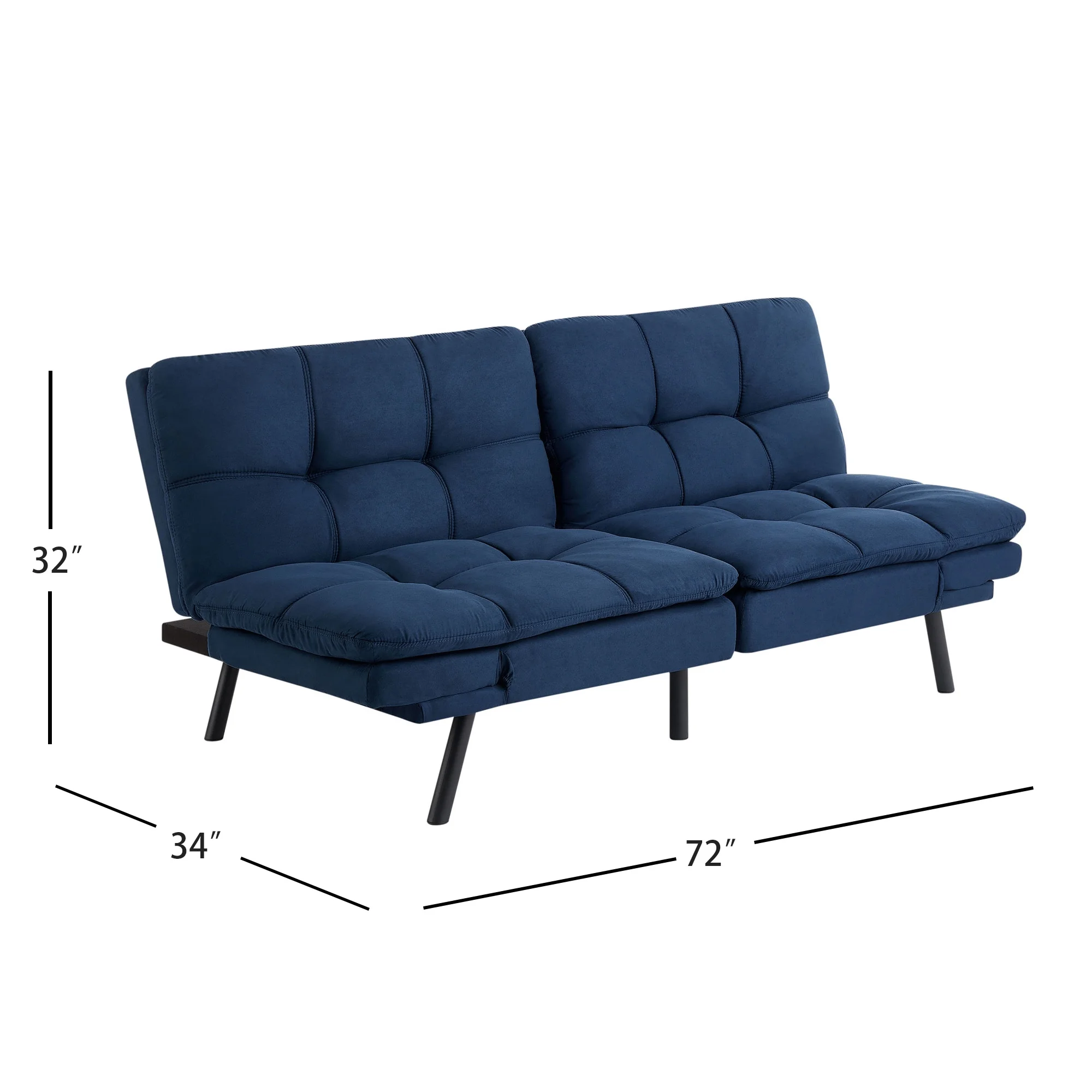 Mainstays Memory Foam Futon with 72",Black - Image 23
