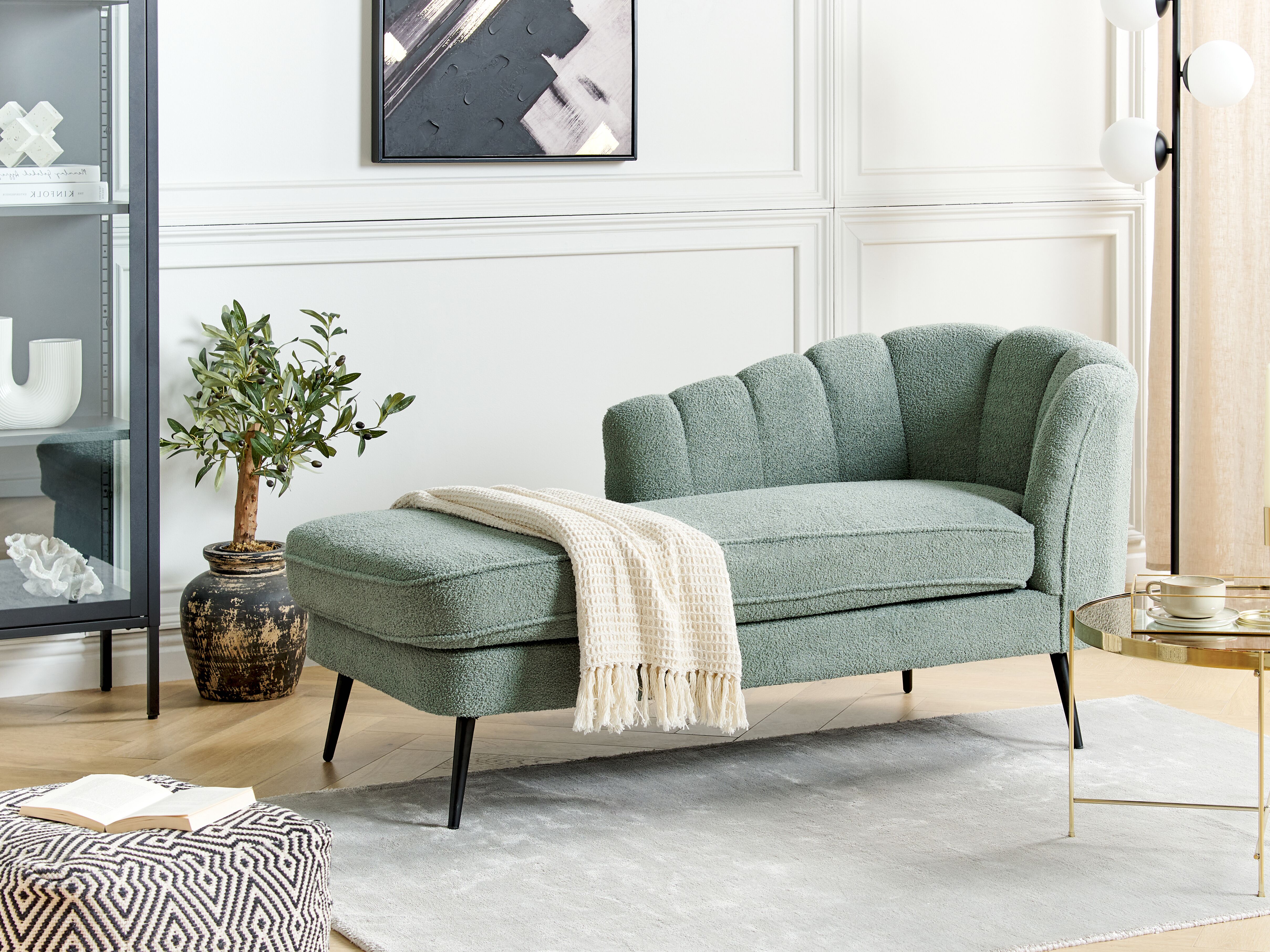 Right-Hand Chaise Lounge ALLIER Boucle Green