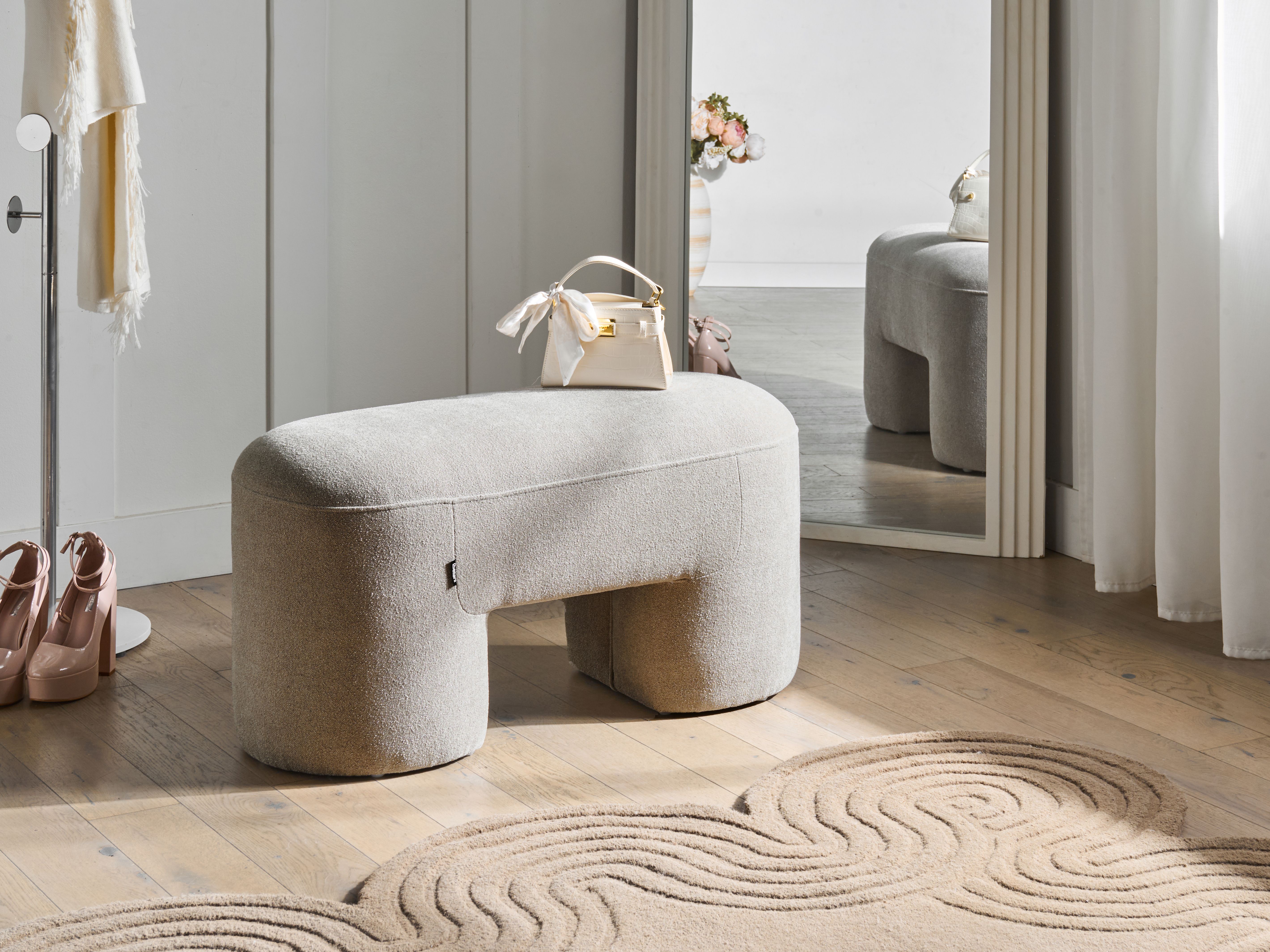 Upholstered Bench DECORAH Boucle Light Beige