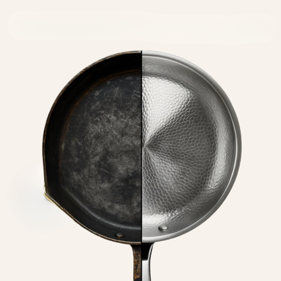 Titanium Pannenset met Gehamerd Ontwerp – Duurzaam en Veilig Koken met Bijpassend Kookgerei