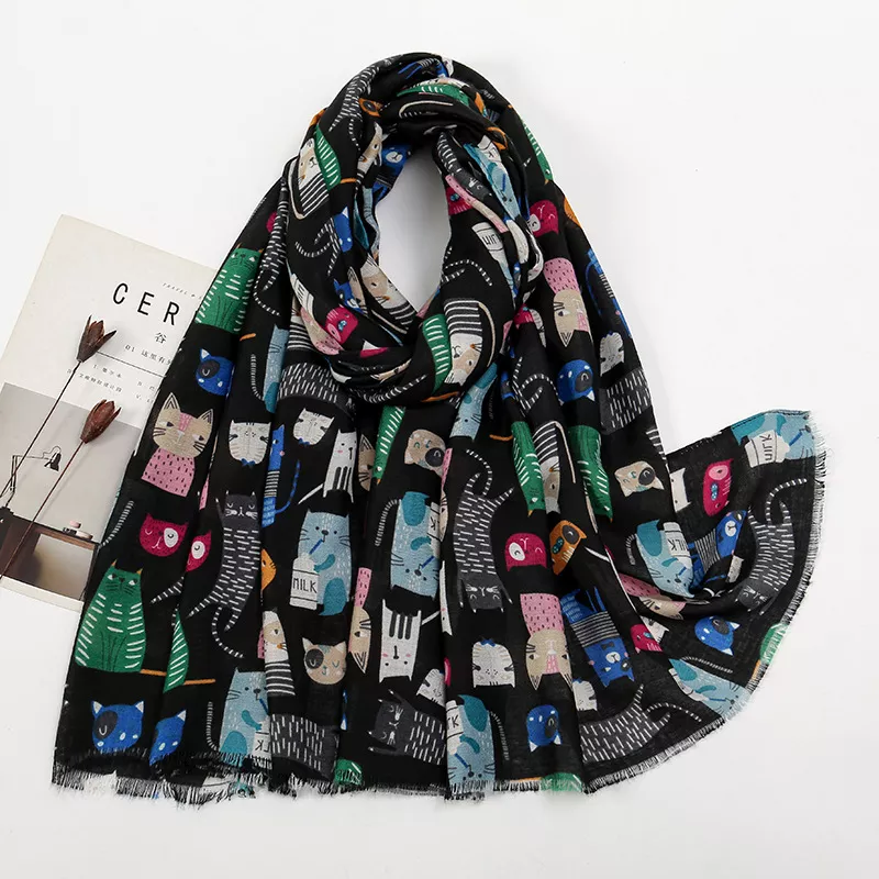 Cat Print Lightweight Scarf - ZKZOOK