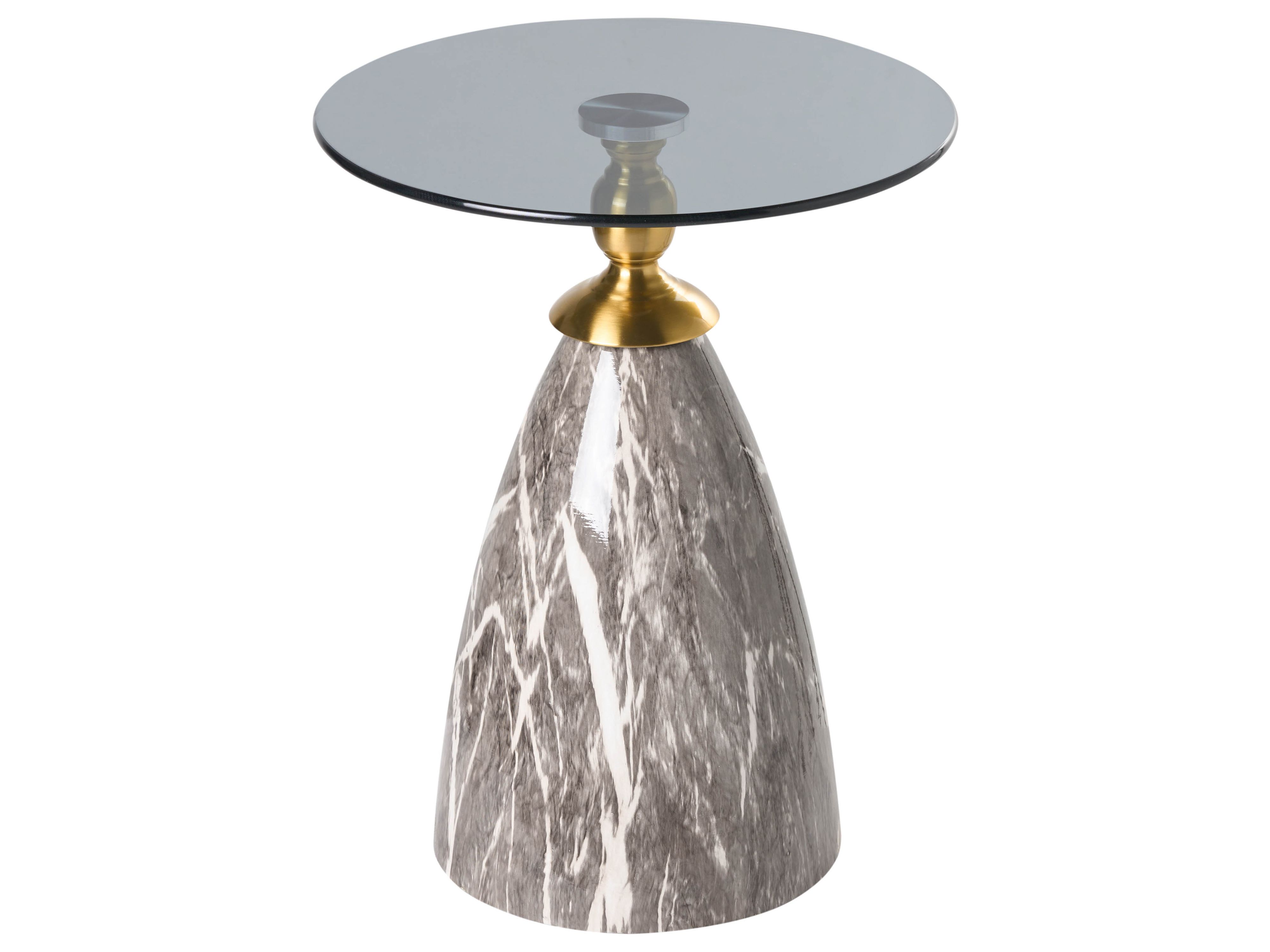 Side Table CADY Tempered Glass Black Marble