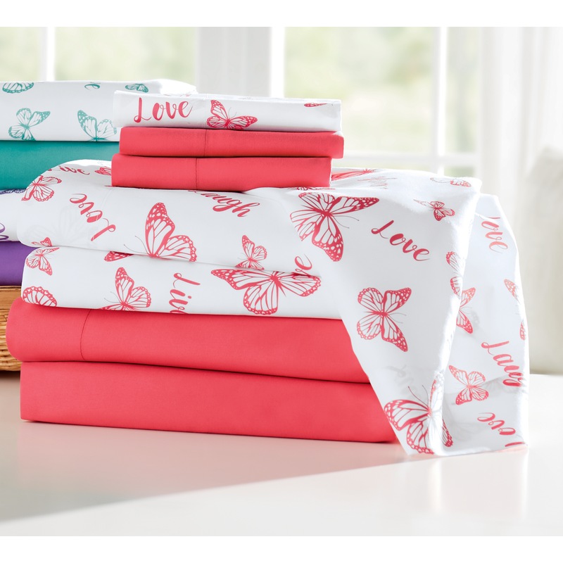 2-Pack Butterfly Sentiments Microfiber Sheet Set - MIDNIGHT VELVET CATALOG