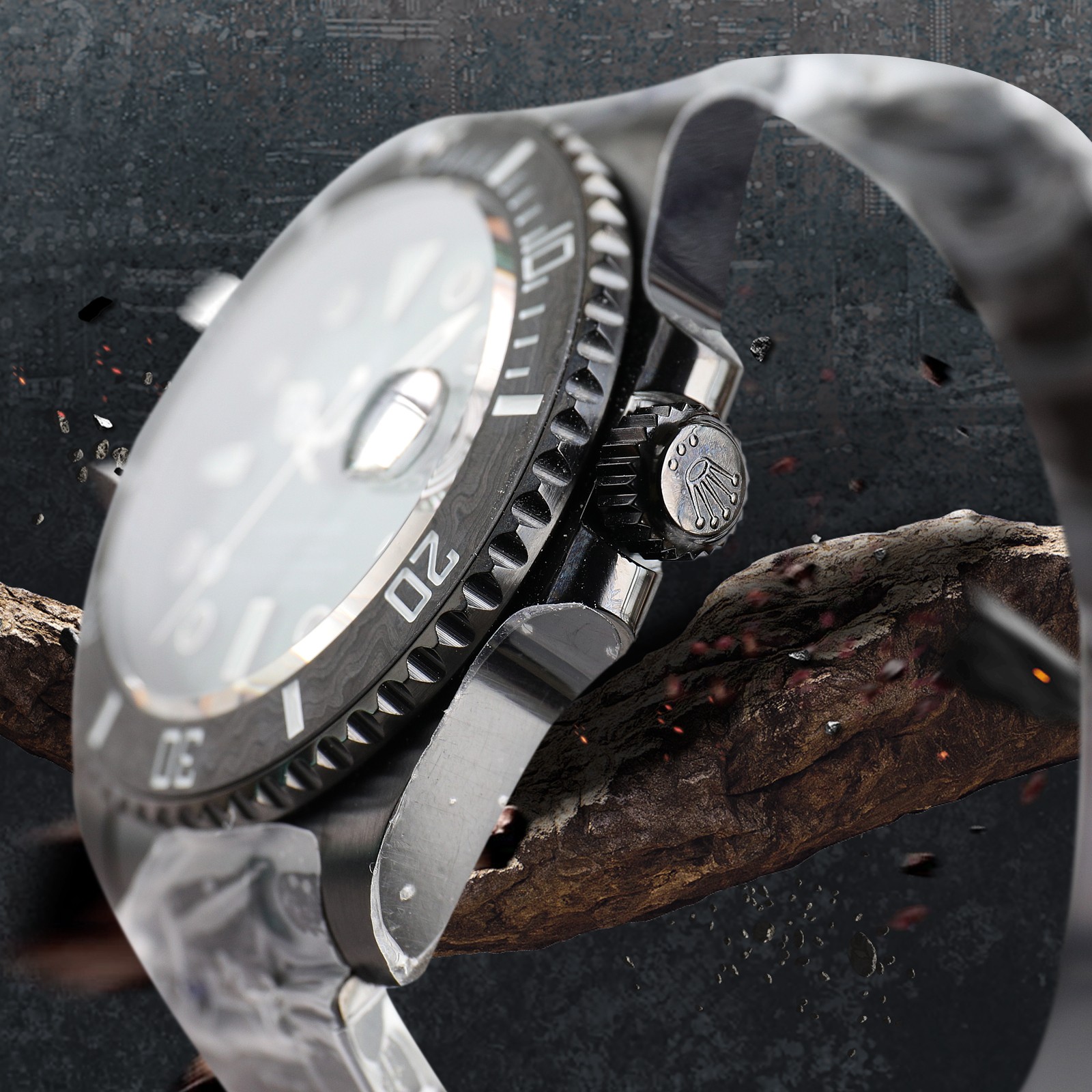 ROLEX Rolex Customized Submariner-Diamond Dial-Carbon Fiber Bezel-Black Green(1:1 replica) - Top club