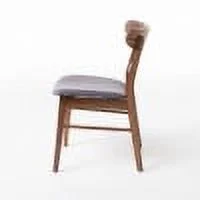 GDFSTUDIO Mid Century Modern Fabric Upholstered Rubberwood Dining Chairs, Set of 2, Dark Gray and Walnut - Image 12