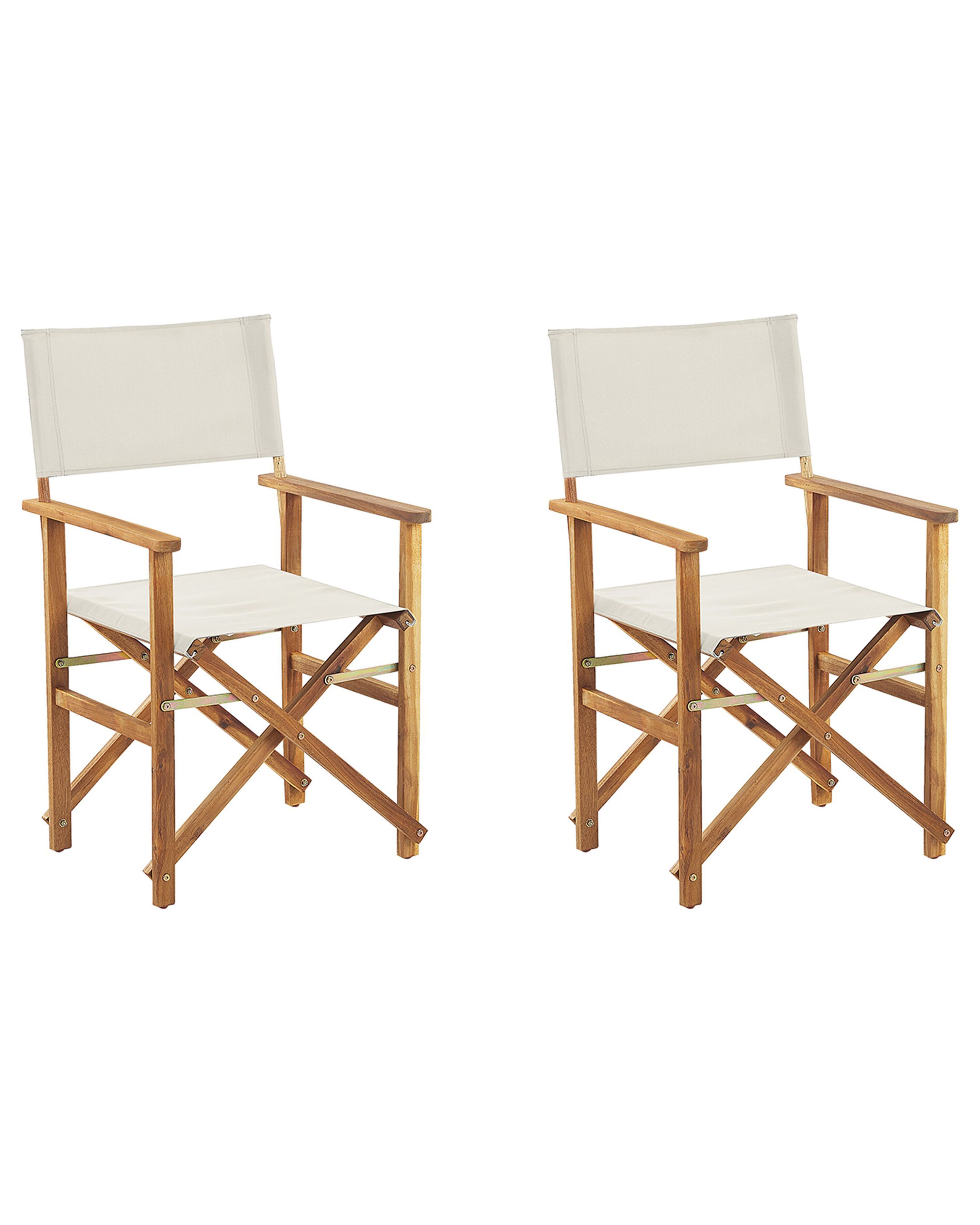 Set of 2 Garden Chairs CINE Acacia Wood Off-White