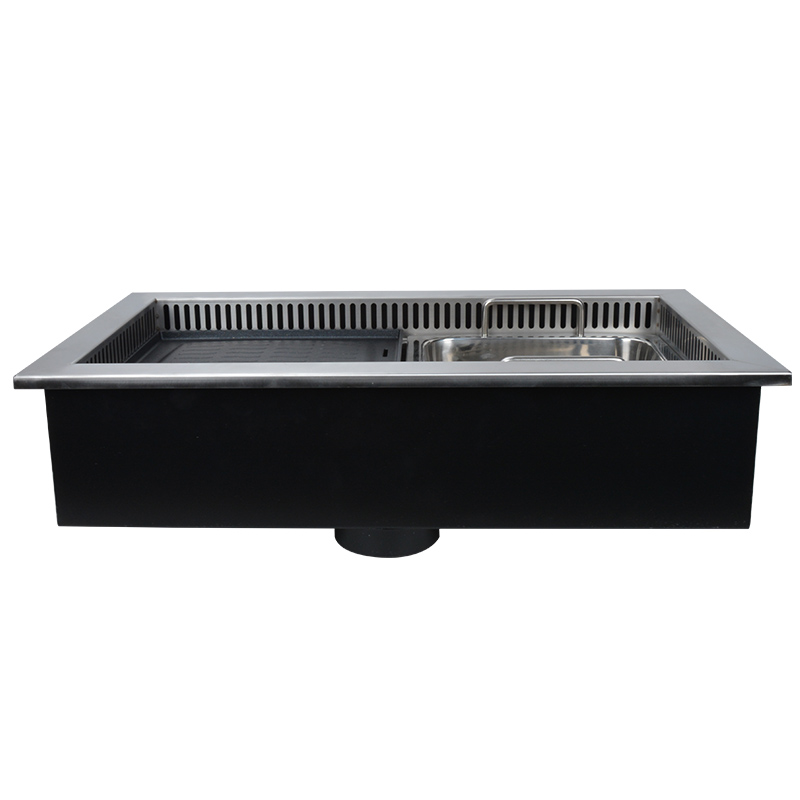 Wholesale Japanese Commercial Electric Hot Pot and Bbq Grill Rectangle Embedded Electric Combo Barbecue Shabu Grill