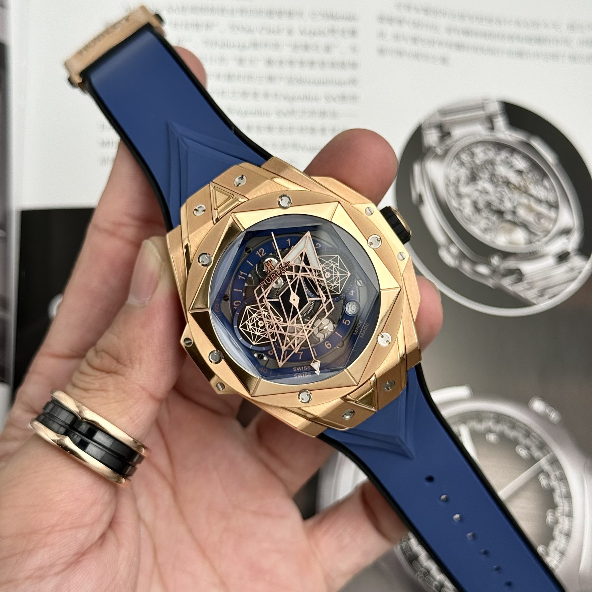 Hublot Replica Watch Big Bang Sang Bleu II King Gold Blue Dial BBF 45mm - Top club