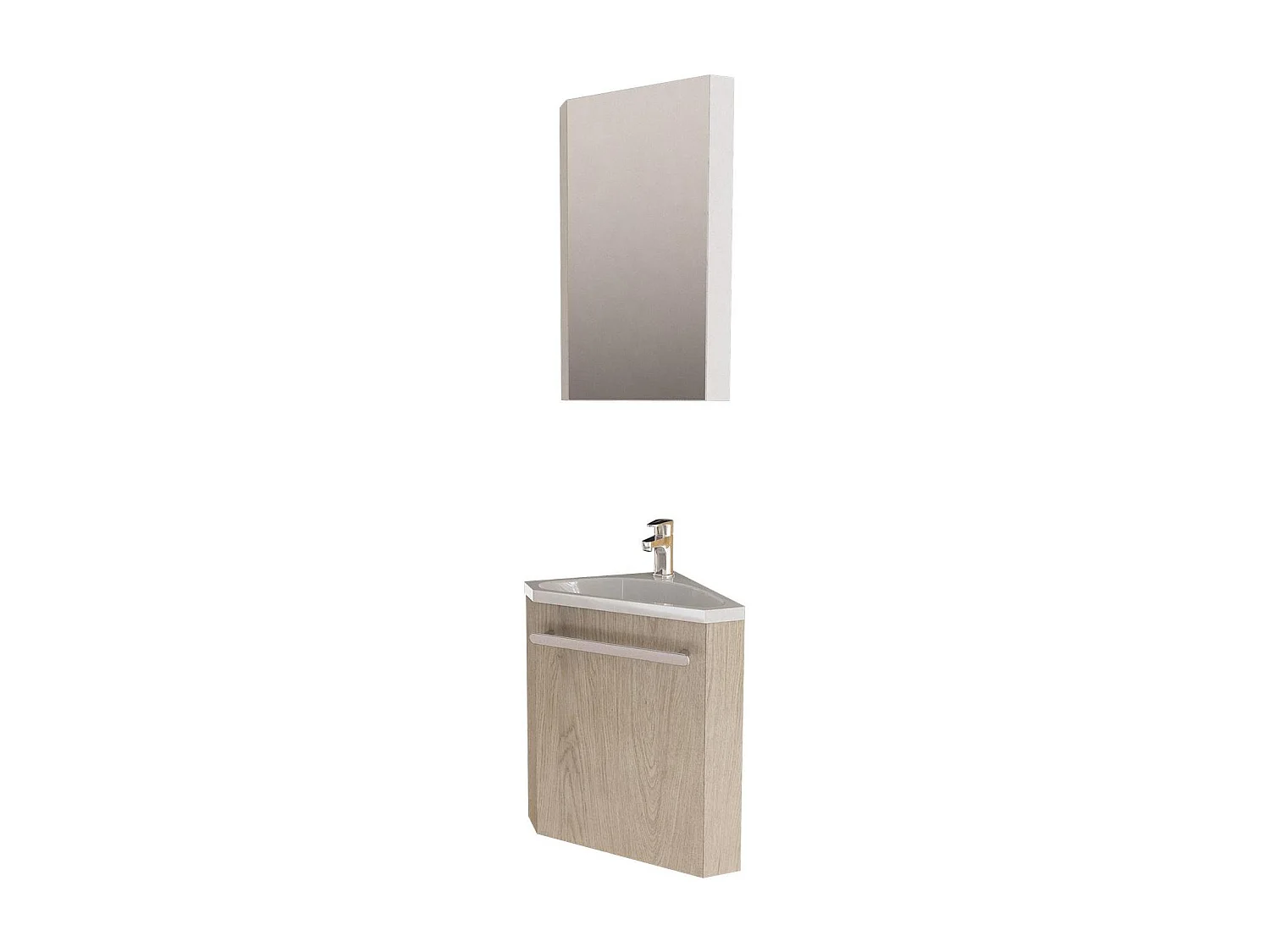 Ensemble lave-mains d'angle SKINO + vasque + armoire de toilette