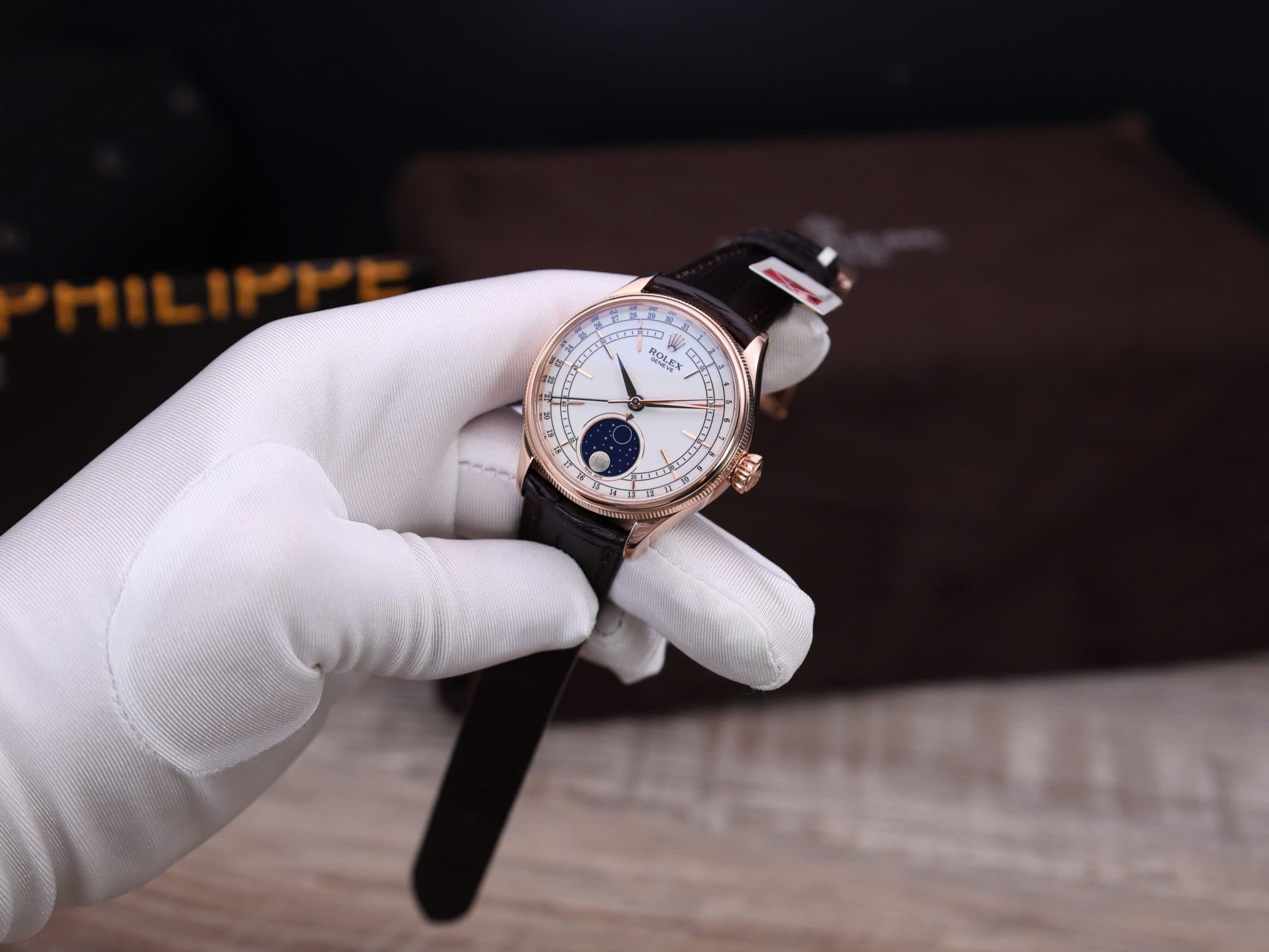 Rolex Cellini Moonphase Replica Watch Gold Wrapped KZ Factory 39mm - Top club