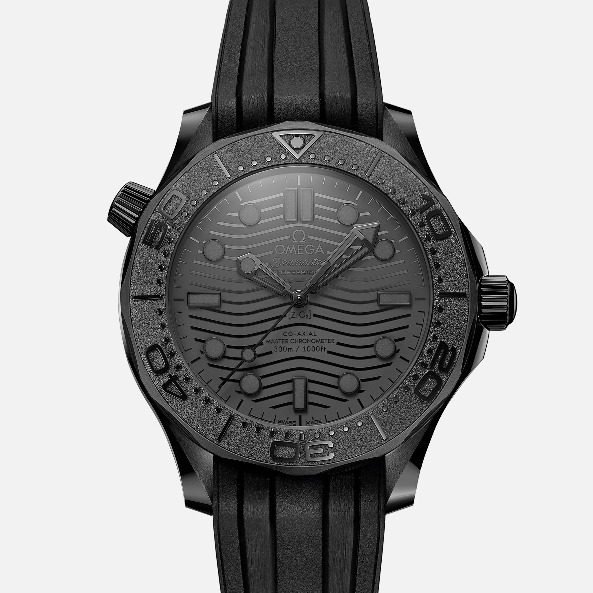 Seamaster Diver 300M Co-Axial Master Chronometer 43.5mm Black Black On Rubber Strap(1:1 replica) - Top club