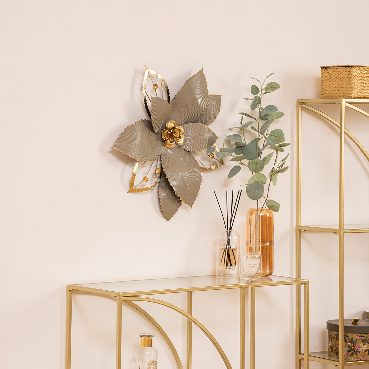 Wall art "Marjorie" Gold-tone metal, 54x56 cm