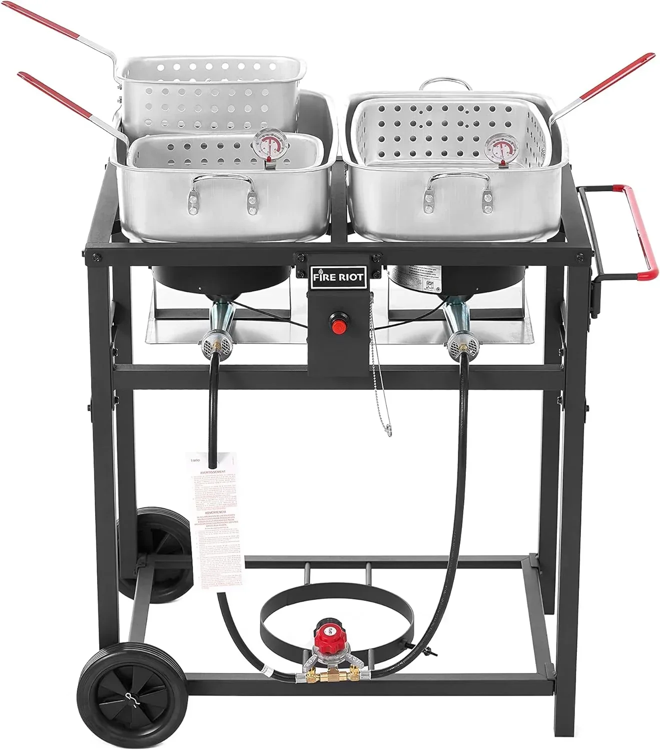 Propane Outdoor Double Burner Deep Fryer Cart With 2 18 qt Aluminum Pots And Frying Baskets - Image 2 Propane Outdoor Double Burner Deep Fryer Cart With 2 18 qt Aluminum Pots And Frying Baskets - Image 2