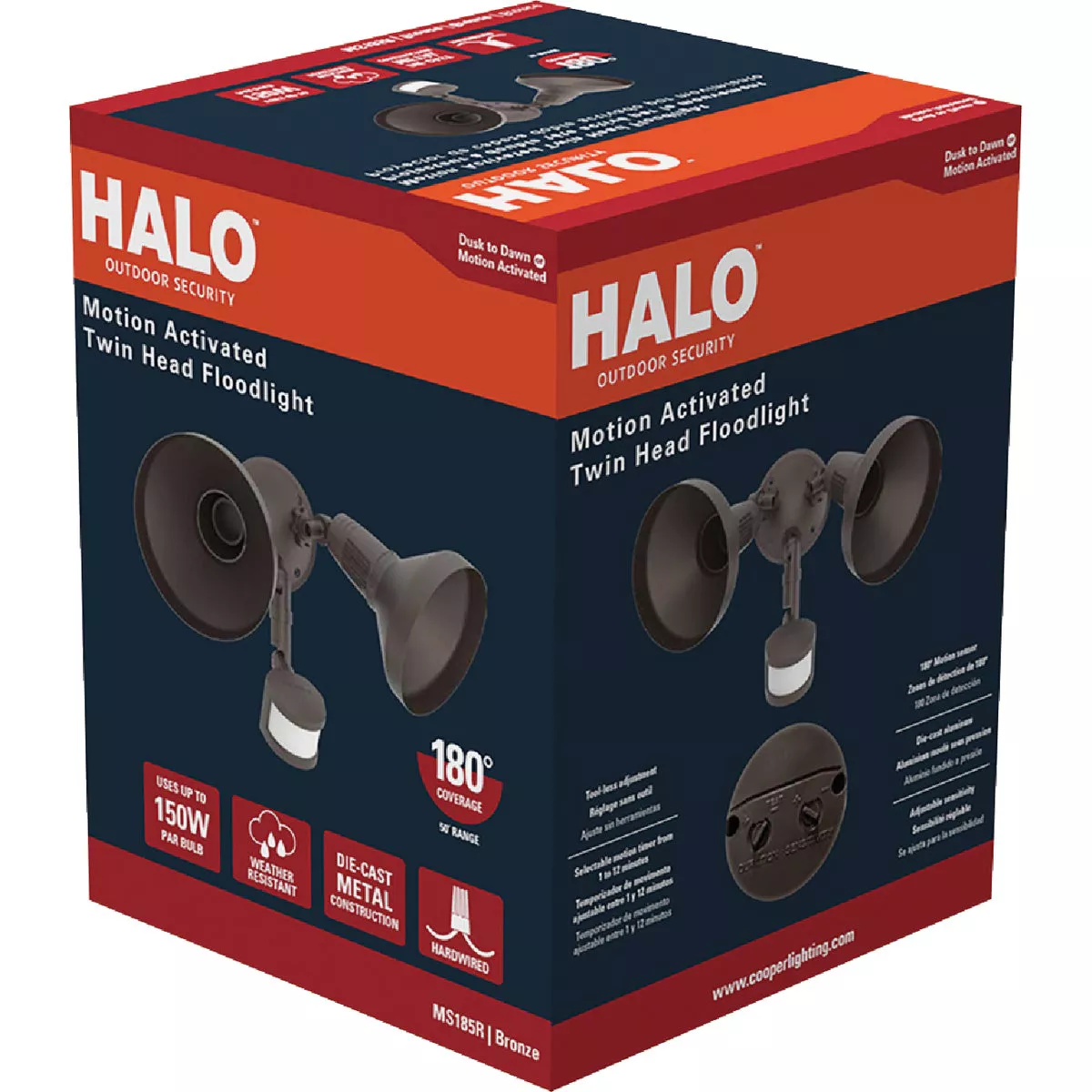 Halo Bronze Motion Activated Incandescent Security Floodlight Fixture