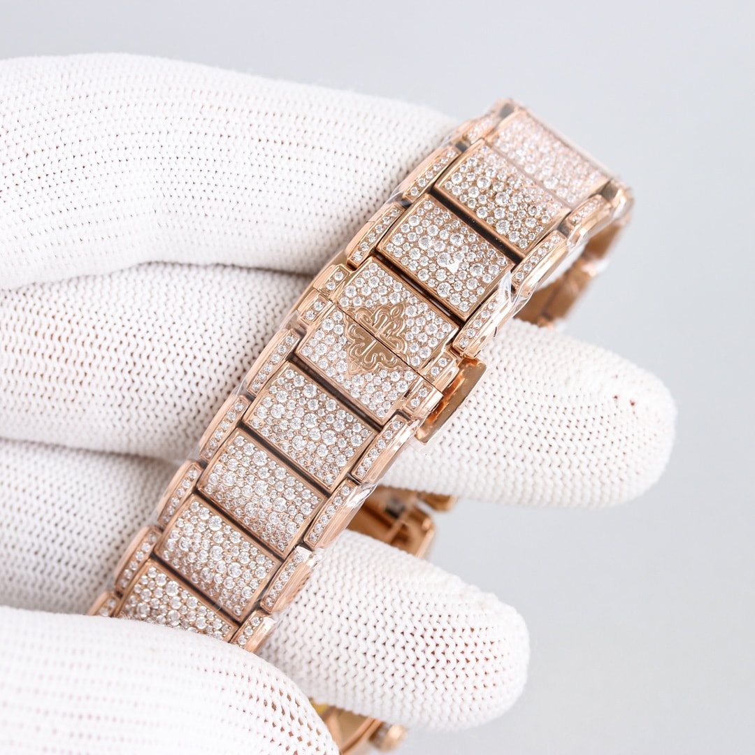 Fake Diamond Watch Replica Patek Philippe Twenty~4 Automatic Haute Joaillerie Rose Gold Diamond Paved Dial & Bracelet 7300/1450R-001(1:1 replica) - Top club