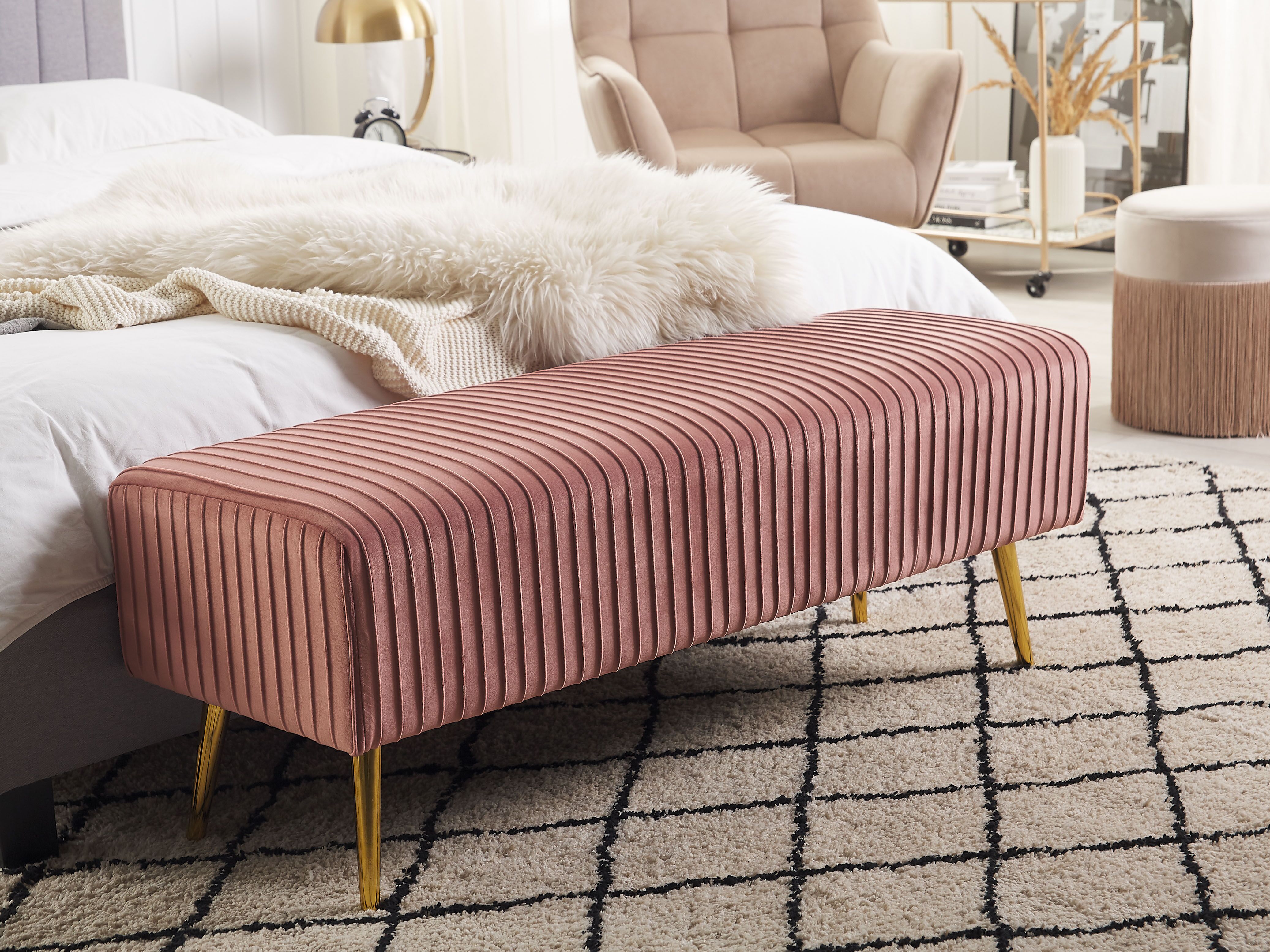 Upholstered Bench PATERSON Velvet Pink