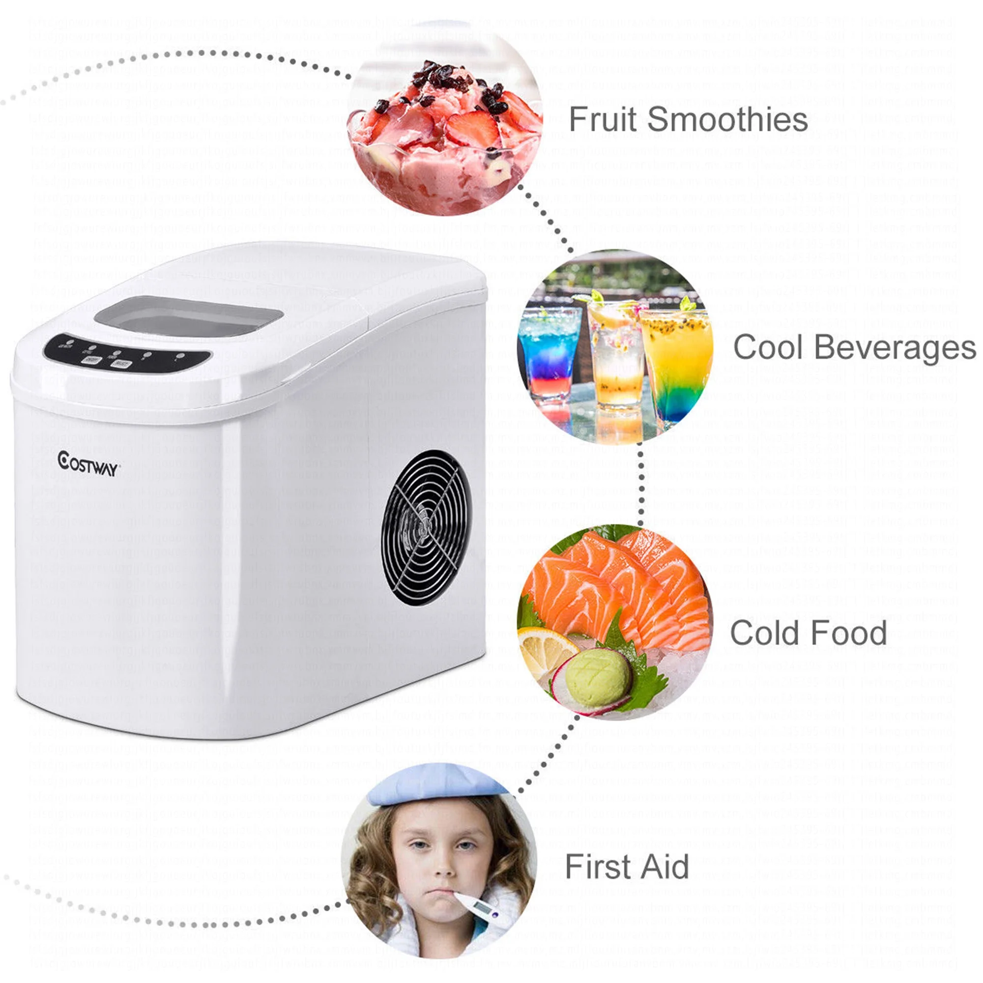 Costway Silver Portable Compact Electric Ice Maker Machine Mini Cube 26lb/Day - Image 47