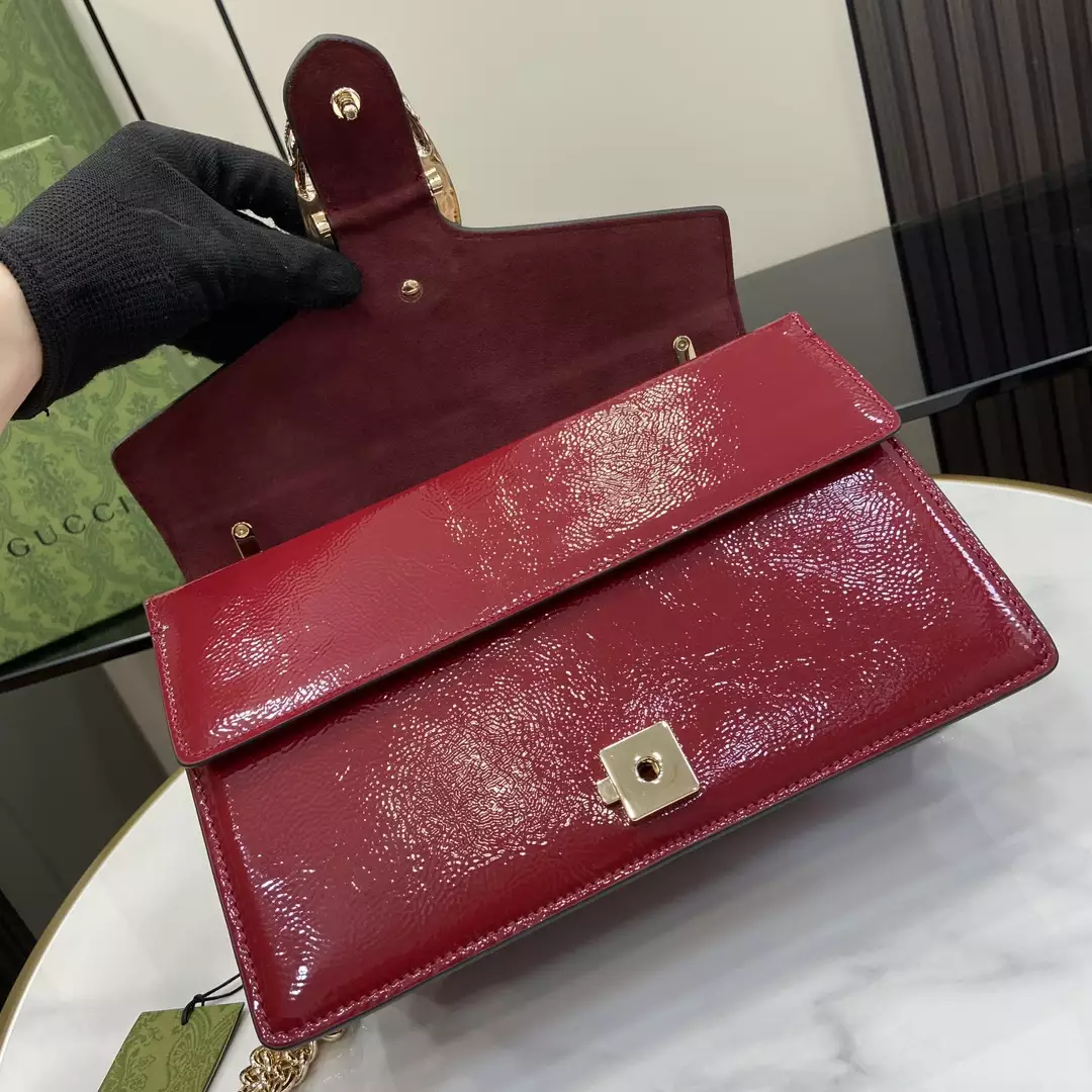 Dionysus Small Shoulder Bag in Rosso Ancora Patent Leather1:1High-quality replica