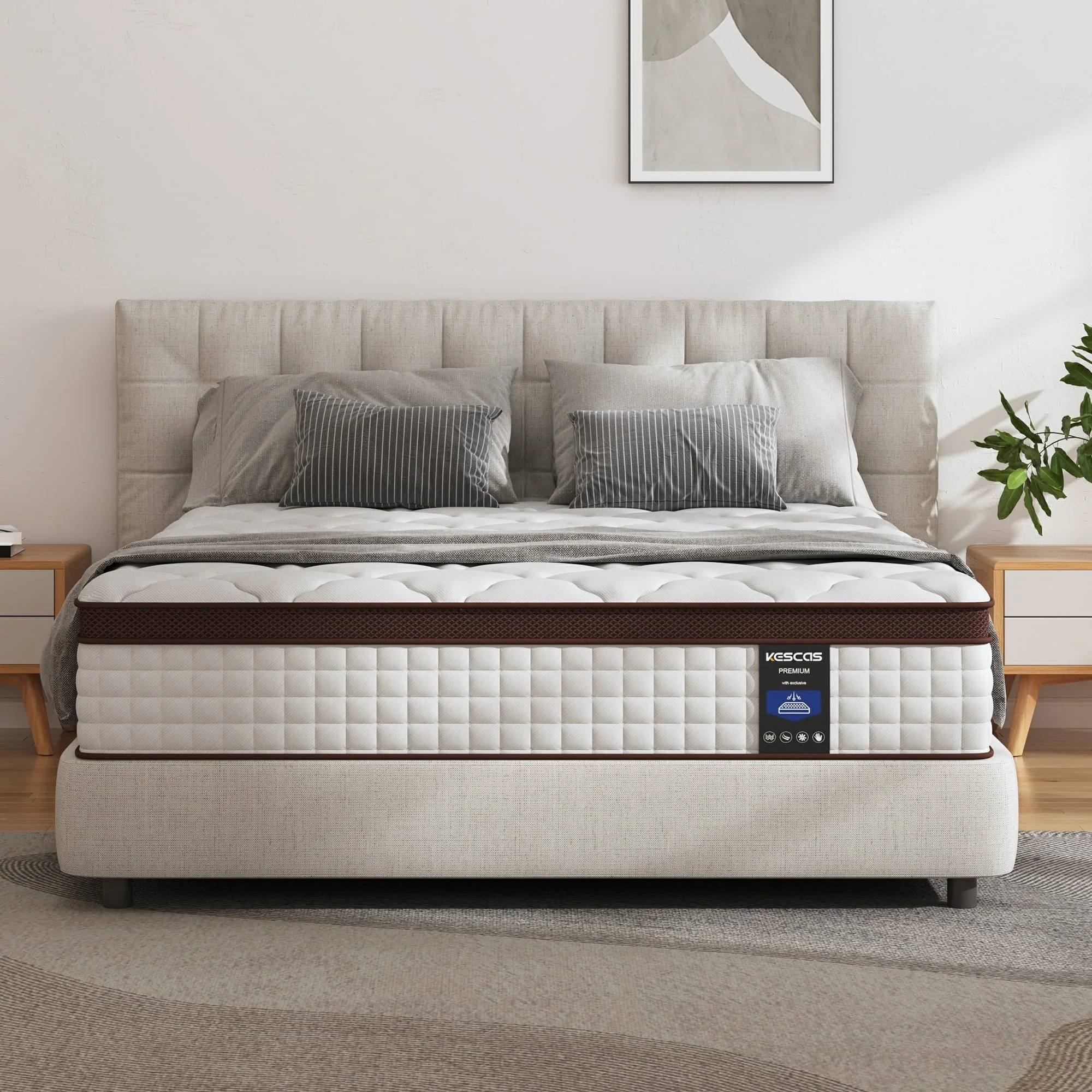 Full Size Mattress, Kescas 10 Inch Hybrid Mattress Full with Fiberglass Free, Memory Foam, Breathable Euro Pillow Top Mattress for Cooler Sleep Supportive & Pressure Relief, Medium Firm - Image 2