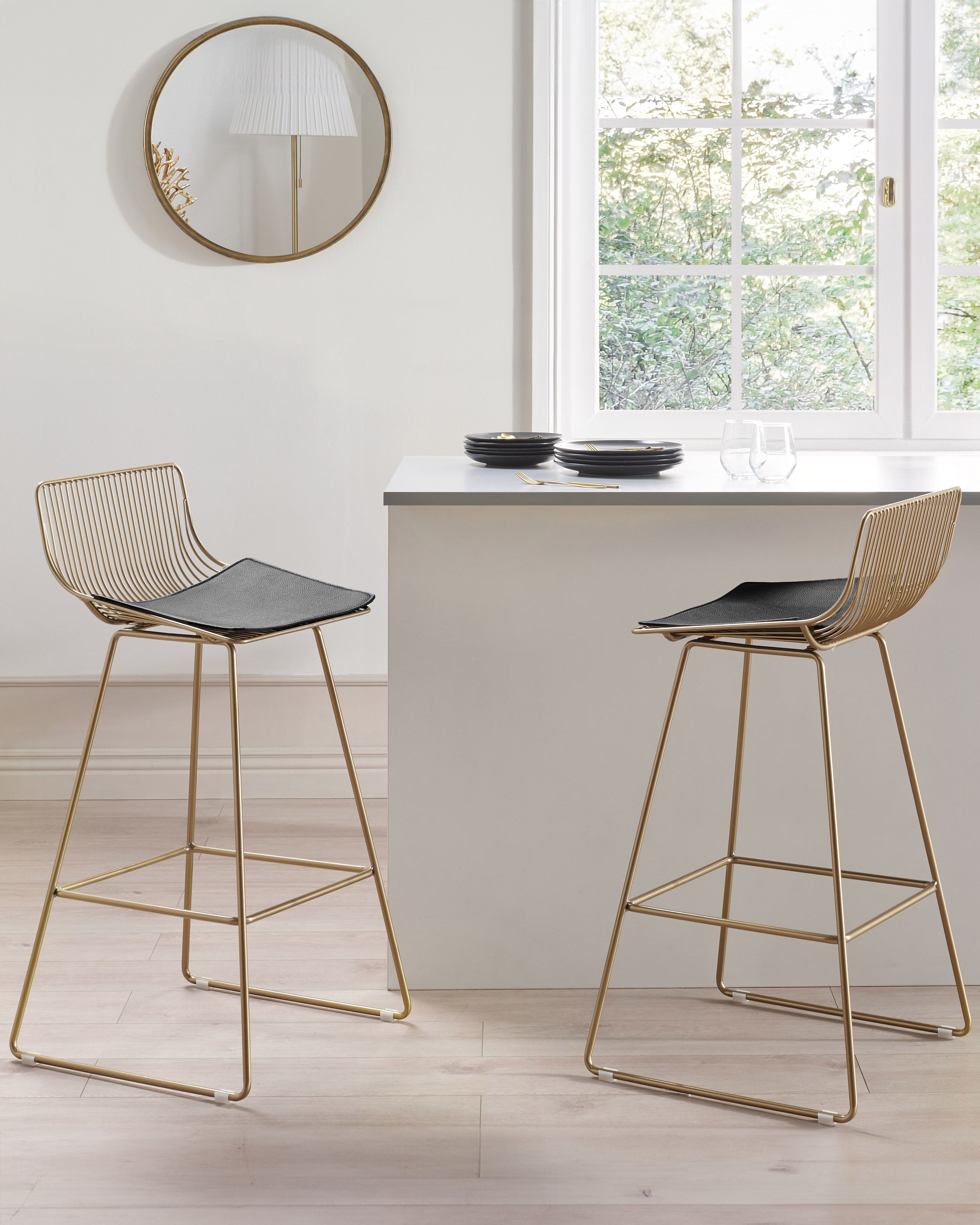 Set of 2 Bar Chairs FREDONIA Metal Gold