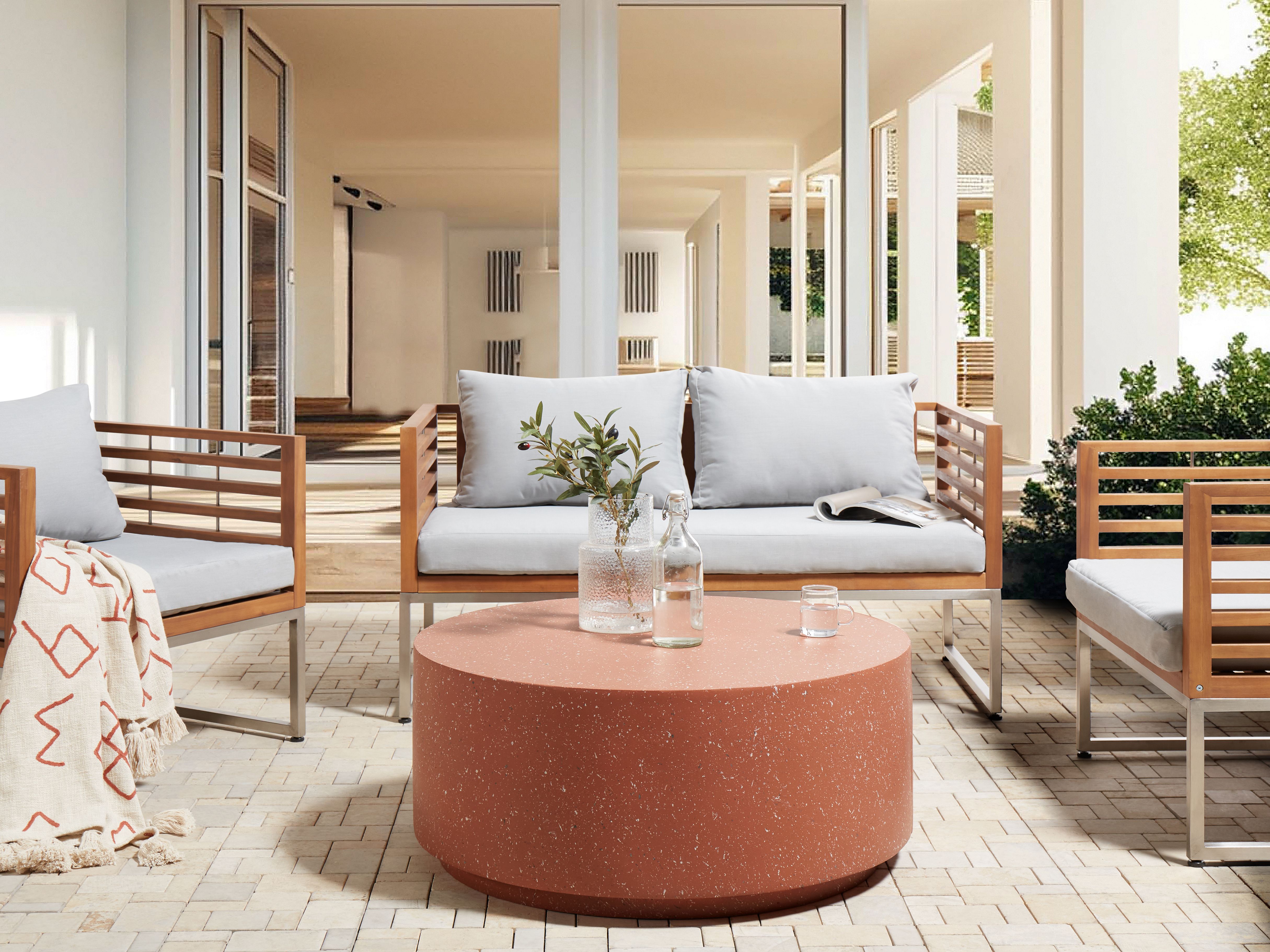 Coffee Table TREZZO 90 cm 90 cm Terrazzo Effect Red Terrazzo