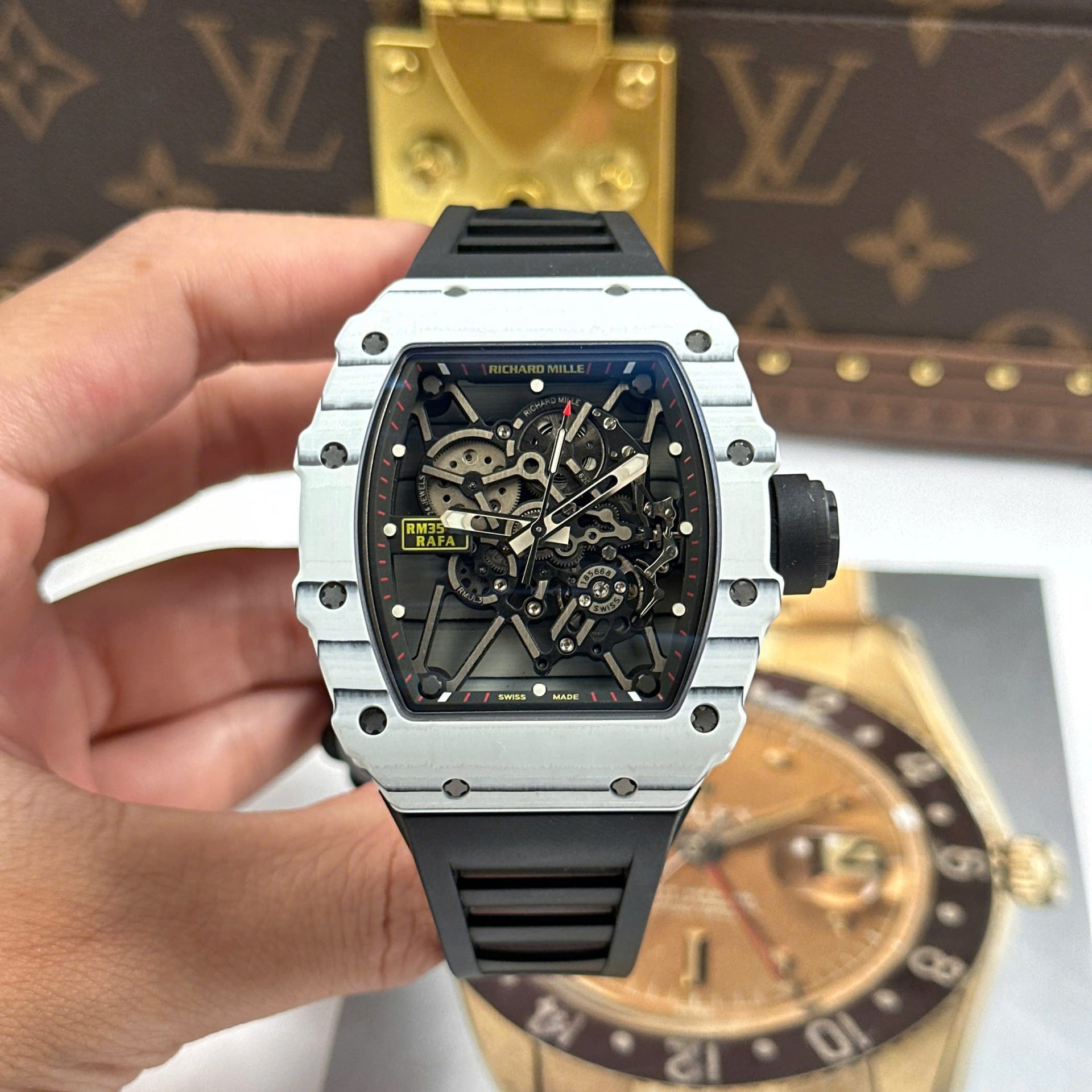 Richard Mille RM35-01 Rafael Nadal Replica Watches White Carbon NTPT ZF Factory 49,9x43mm - Elite Watch Atelier