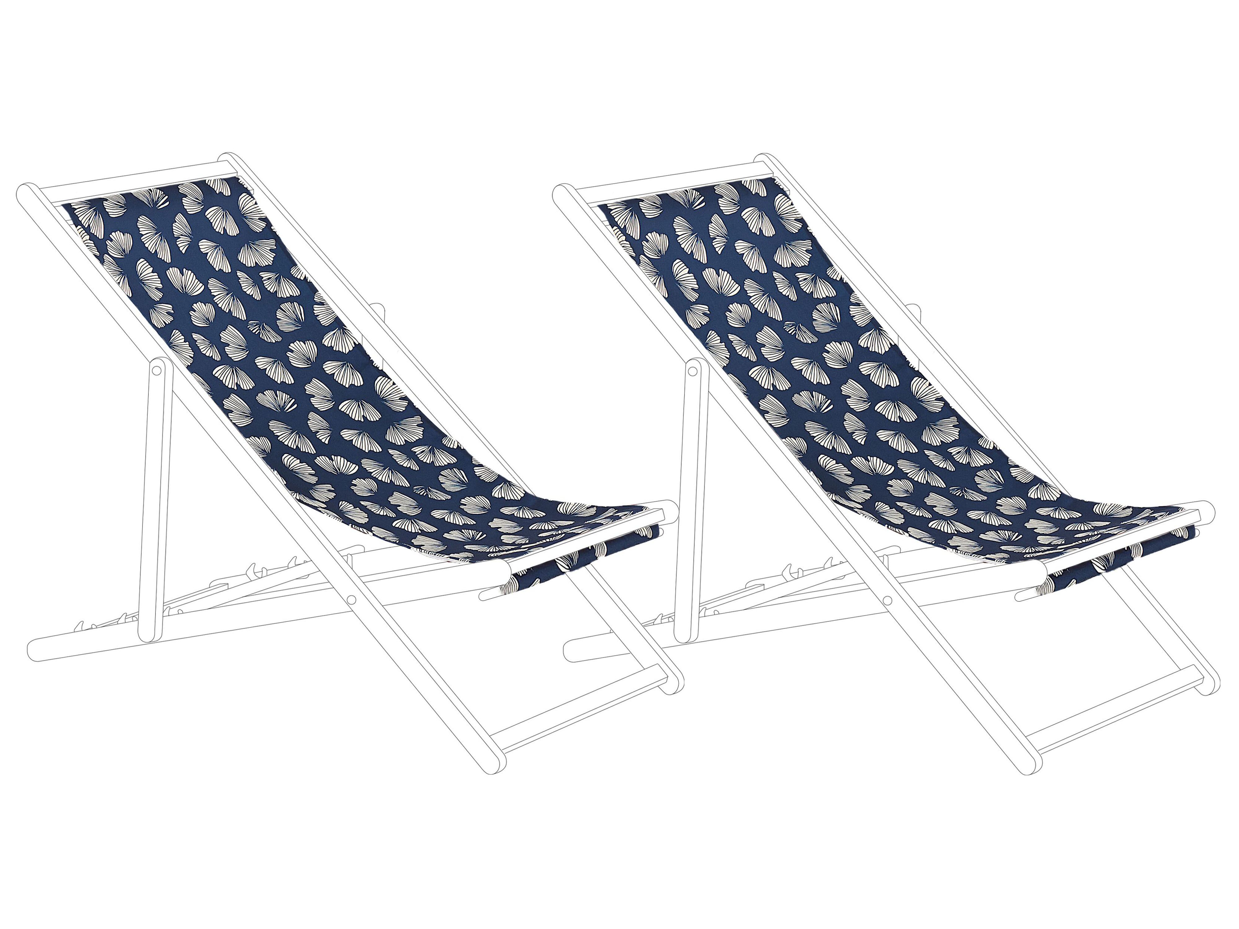 Set of 2 Sun Lounger Replacement Fabrics ANZIO/AVELLINO 113 x 44 cm Navy Blue