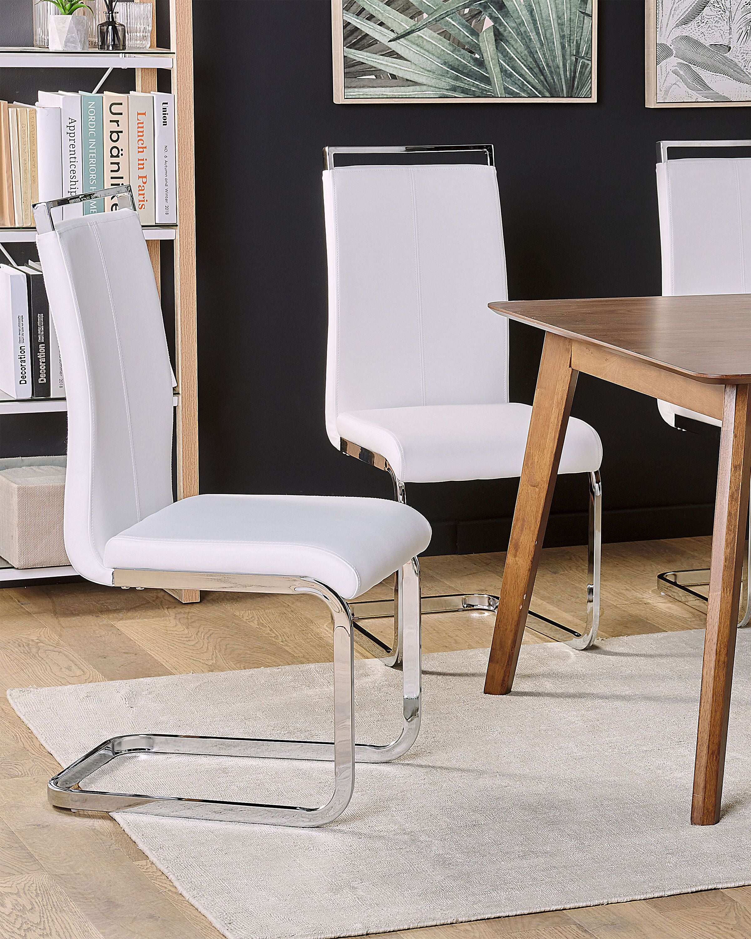 Set of 2 Dining Chairs GREEDIN Faux Leather White
