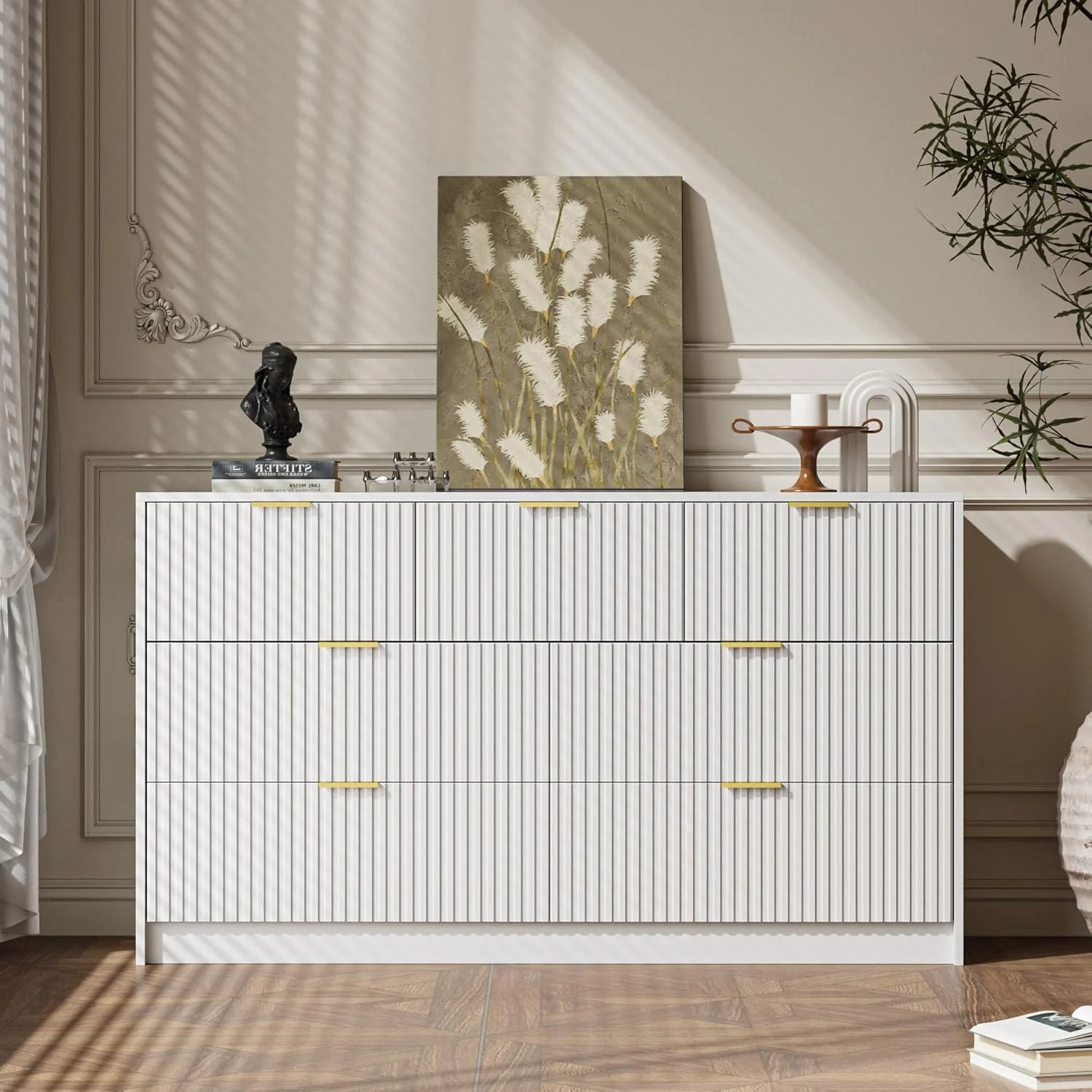 Furniway Black Dresser for Bedroom, 8 Drawer Double Dresser, Modern Chest of Drawers for Bedroom, Living Room, Entryway and Closet, 55" L x 15.7" D x 37.4" H - Image 35