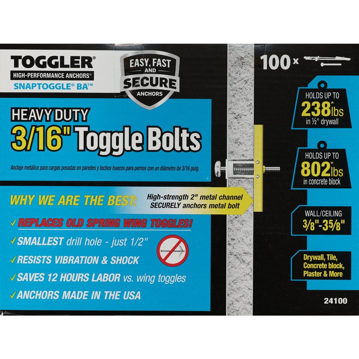 Toggler Snaptoggle 3/16-24 x 2 In. Toggle Bolt (100-Count)