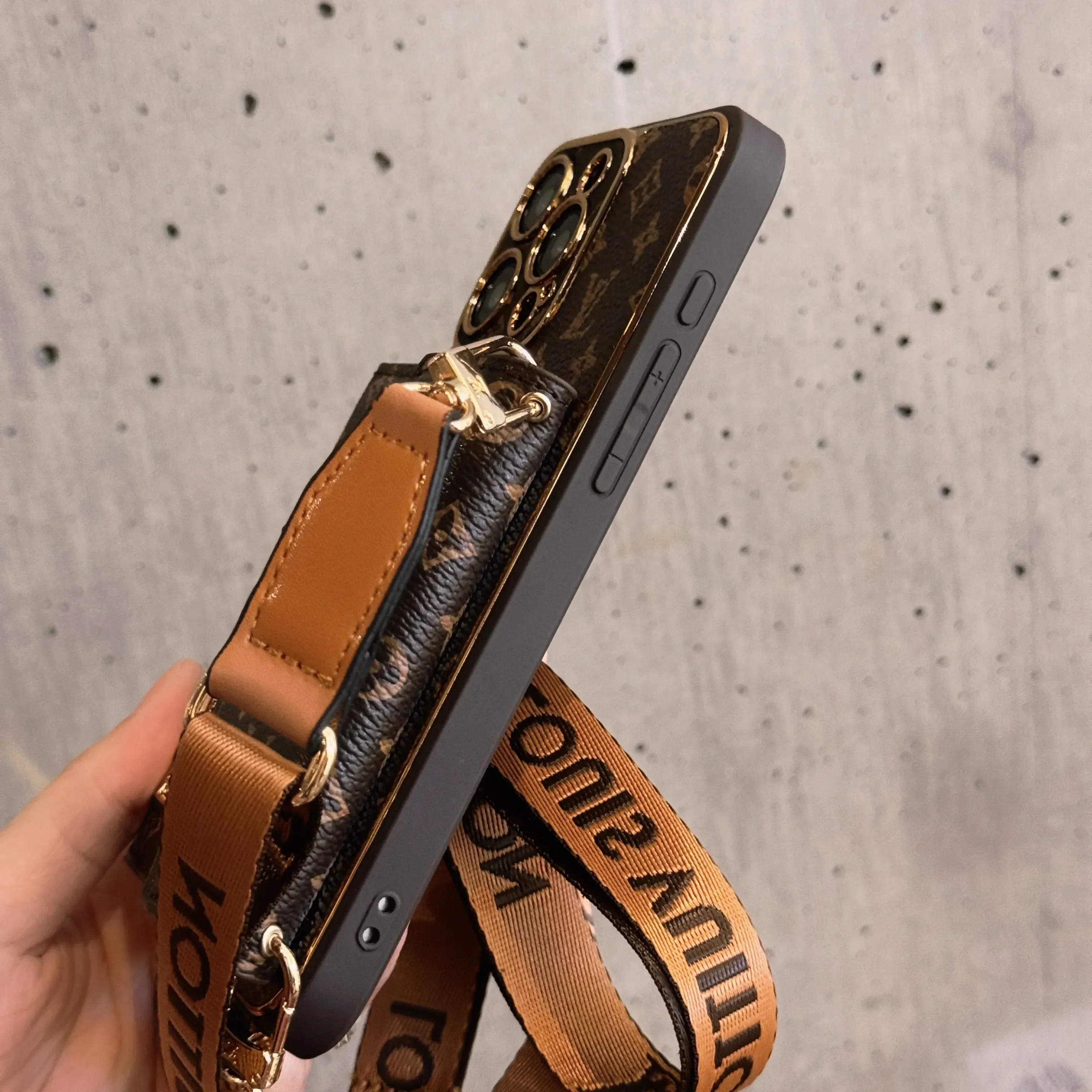 Advanced leather iPhone Case With Wallet And Strap Brown - Wholesale & Influencer