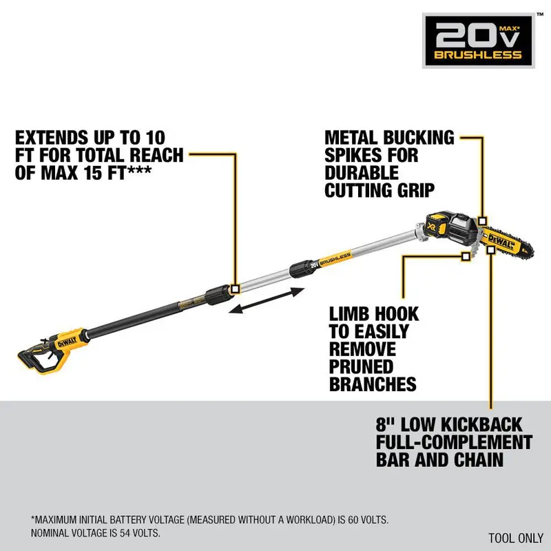 DEWALT 20V MAX 8 in Pole Saw Bare Tool - DCPS620B - Image 2 DEWALT 20V MAX 8 in Pole Saw Bare Tool - DCPS620B - Image 2