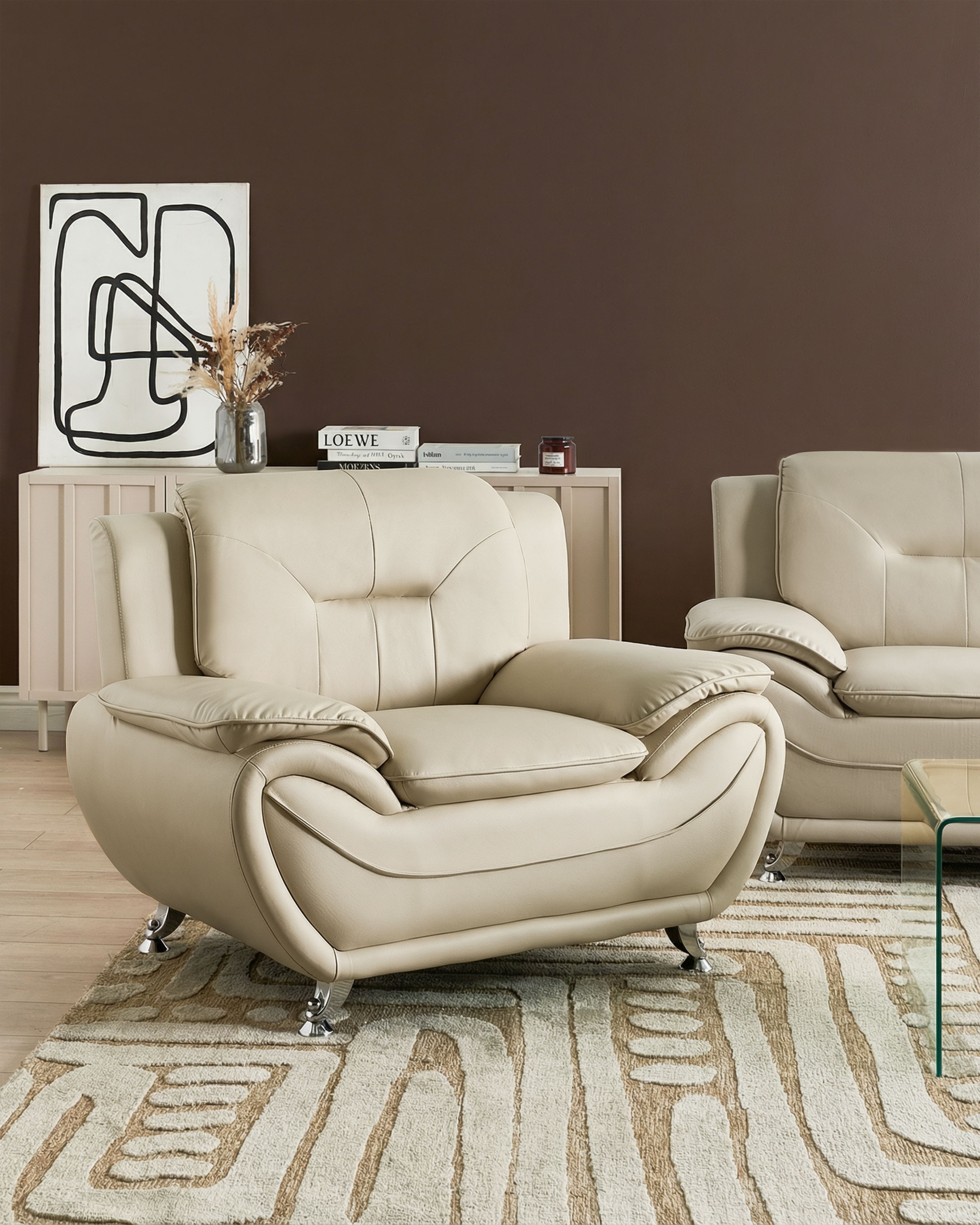 Armchair LEIRA Faux Leather Beige