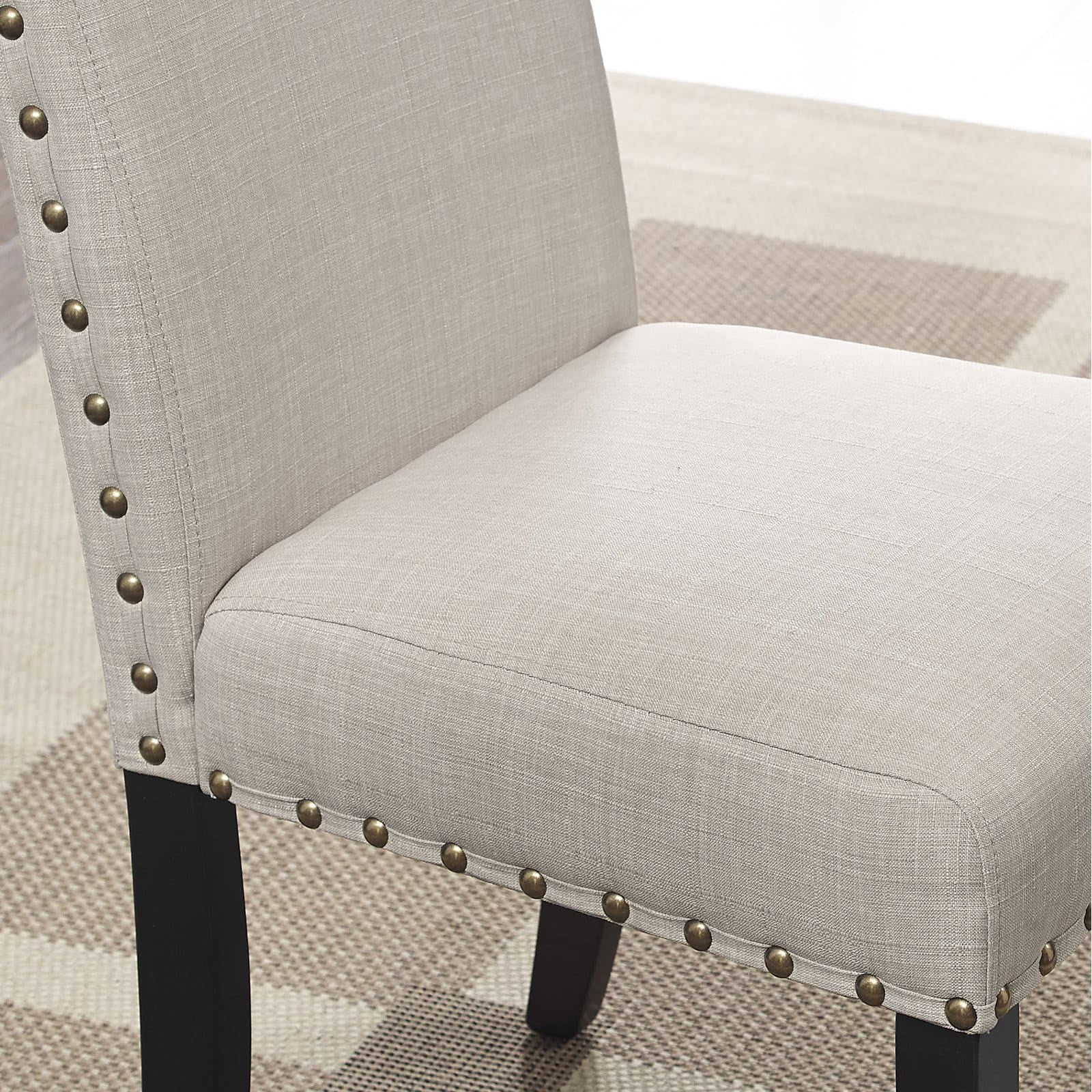 Roundhill Furniture Biony Fabric Nail Head Counter Height Stools, Tan