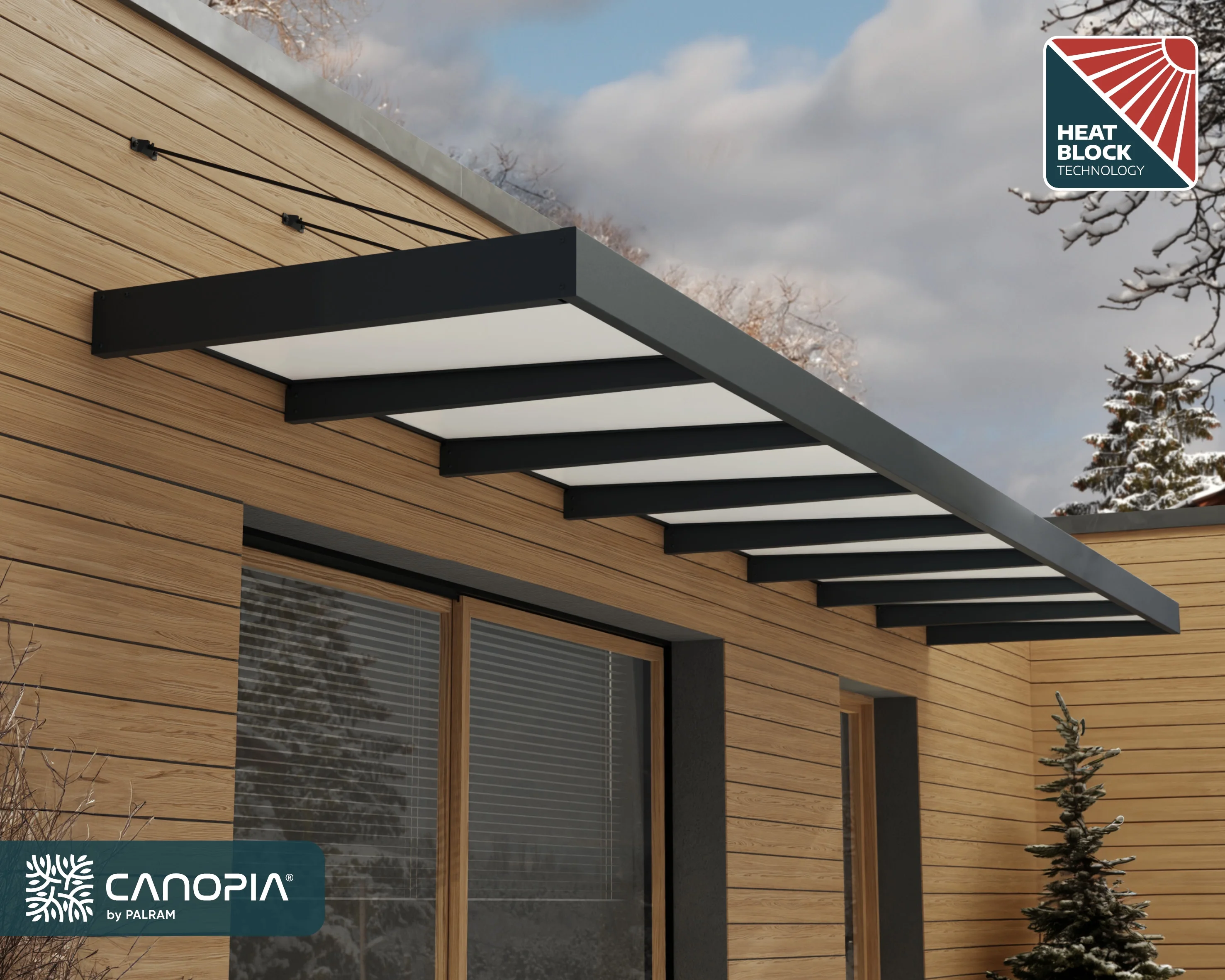 Palram - Canopia Sophia XL 2000 6' x 5' Acrylic Awning - Gray/Mist - Image 17