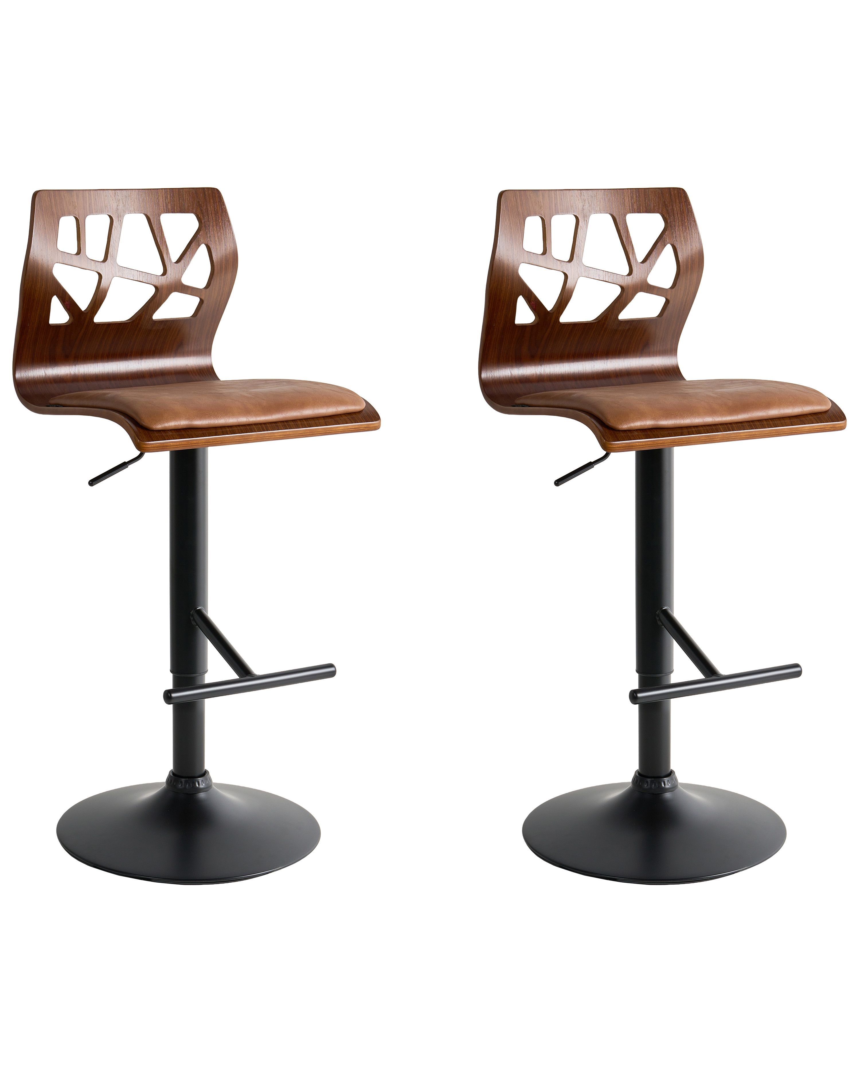 Set of 2 Bar Chairs PETERSBURG Faux Leather Brown/ Black