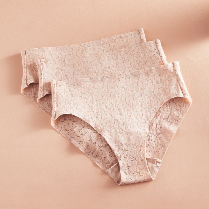 3-Pack Women’s Stretch Lace High-Cut Panty with No-Show Silicone Edging - MIDNIGHT VELVET CATALOG