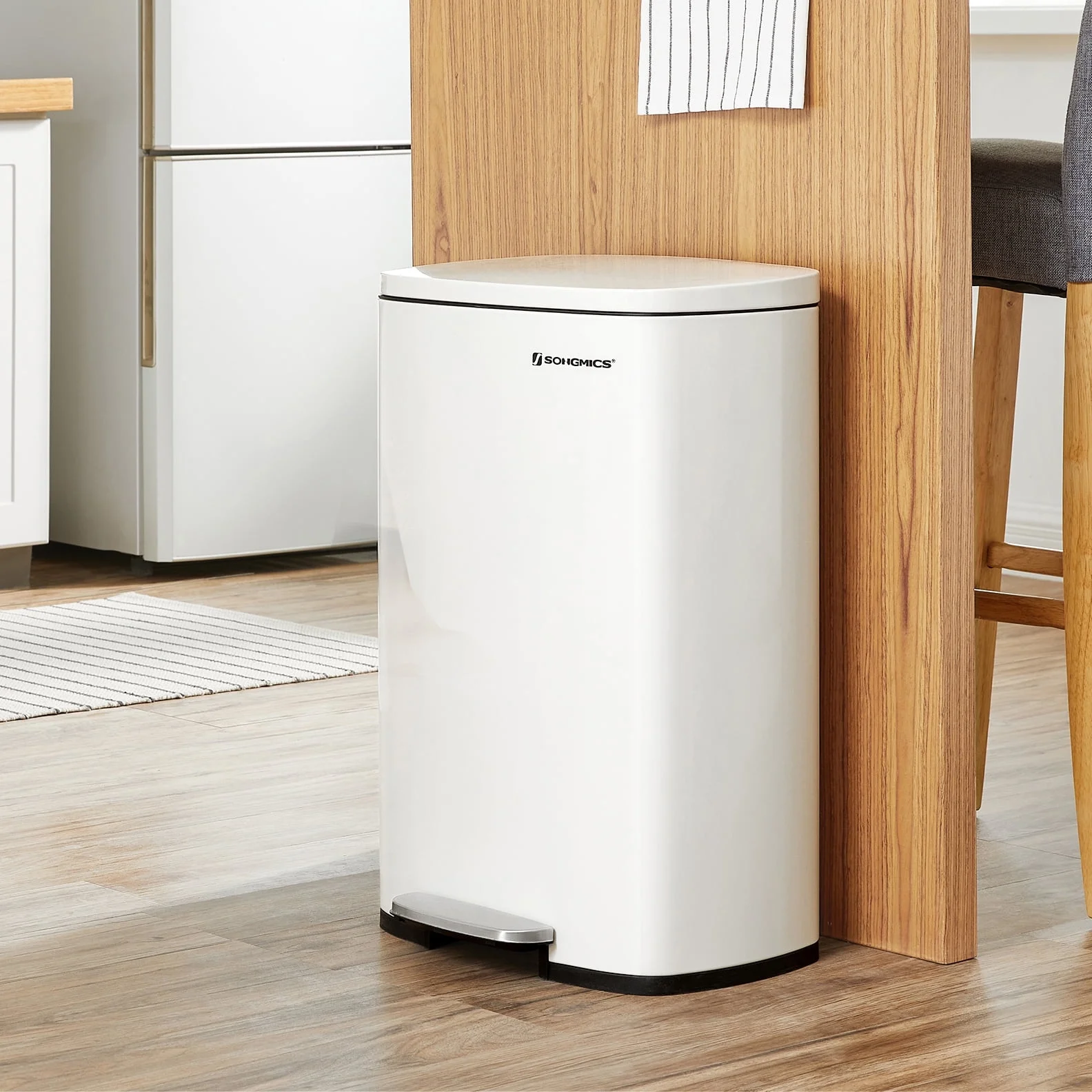 13 Gallon Stainless Steel Kitchen Trash Can, Garbage Can, Soft Close, White - Image 12